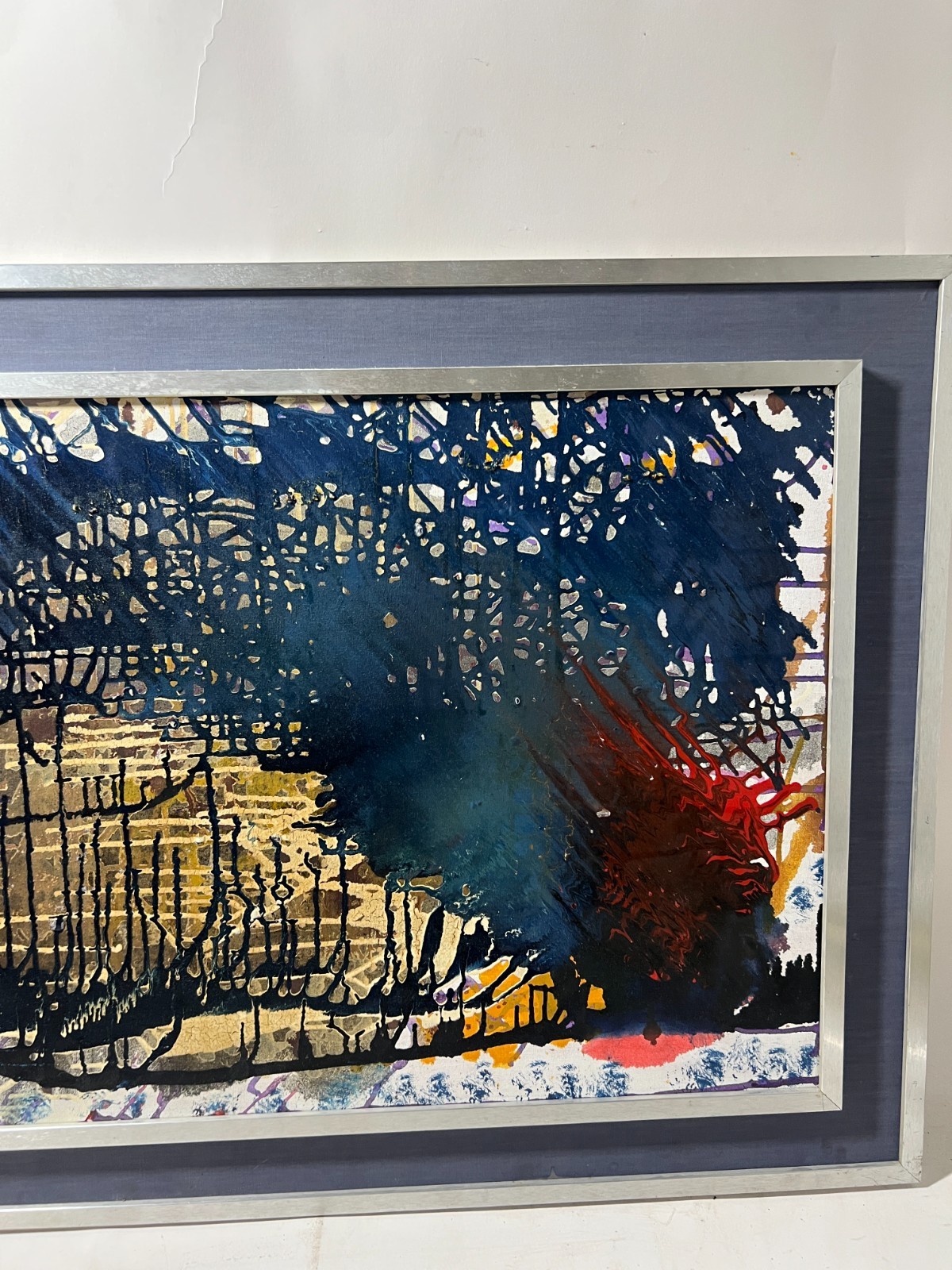 Mid Century Abstract Mixed Media Artwork on Canvas 42″ x 27.5″ in