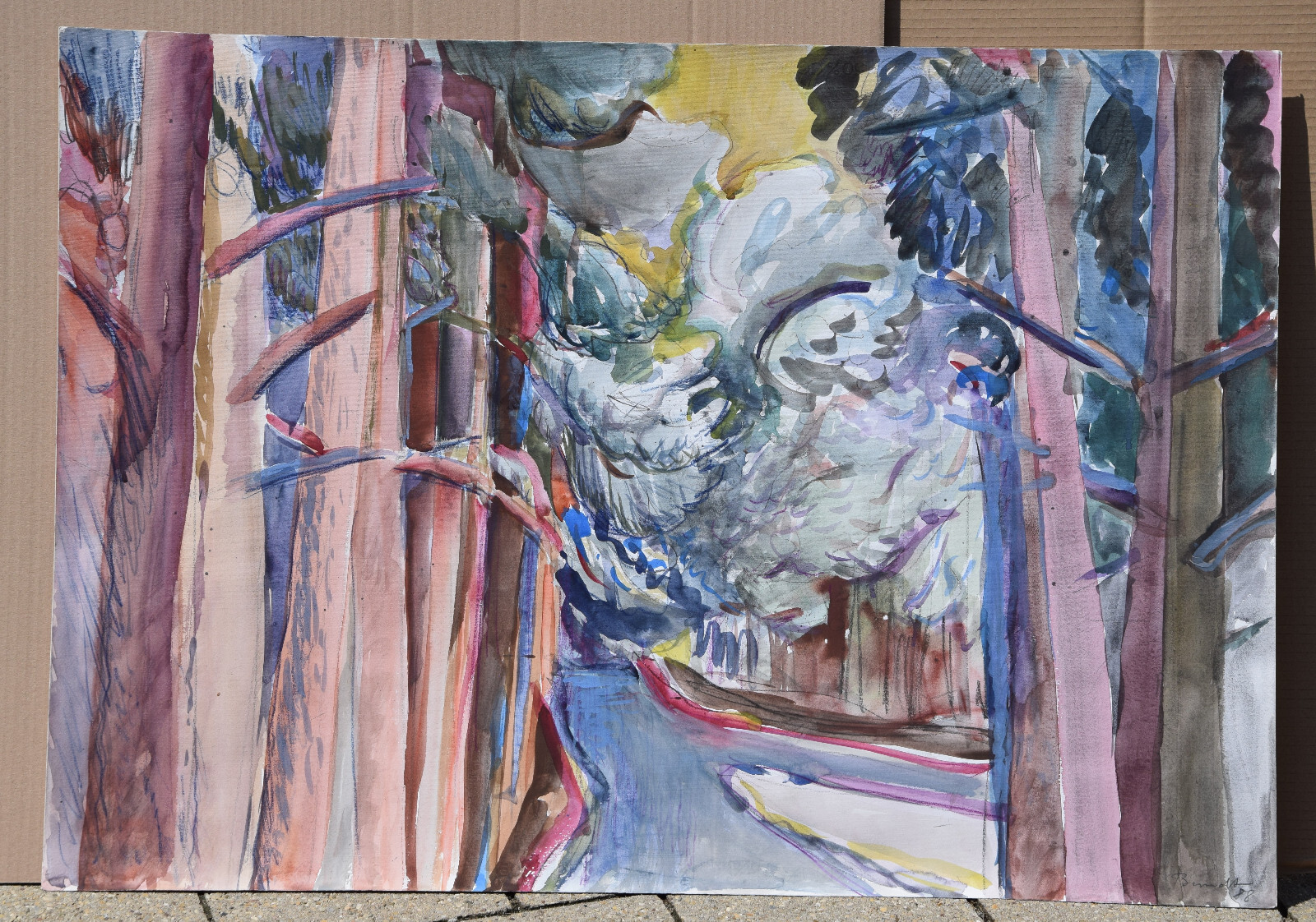 Peter Berndt 1937-2021 Berlin / Aquarell 1988 «Märkischer Kiefernwald» Havel