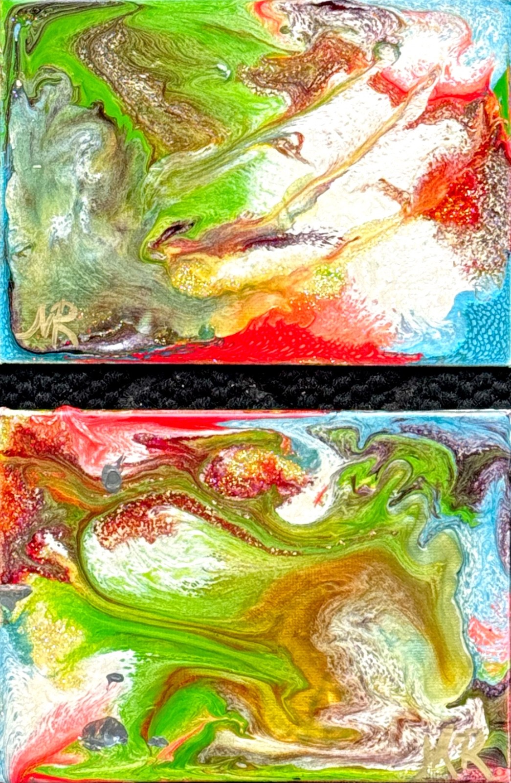 TWO Original Signed Mixed Media Art Paintings Oil- Based 5×7 on Canvas Board