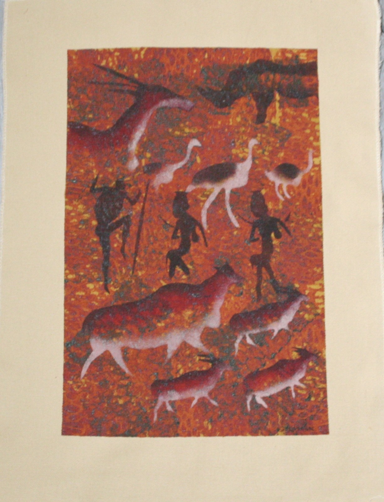 Bushman Painting African San/ Cave Art Female Hunter Warriors & Male Jahman Orig