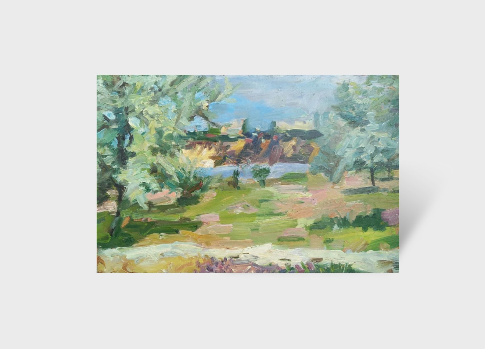 Oil painting Countryside Ukrainian painter Unframed Decor original landscape art