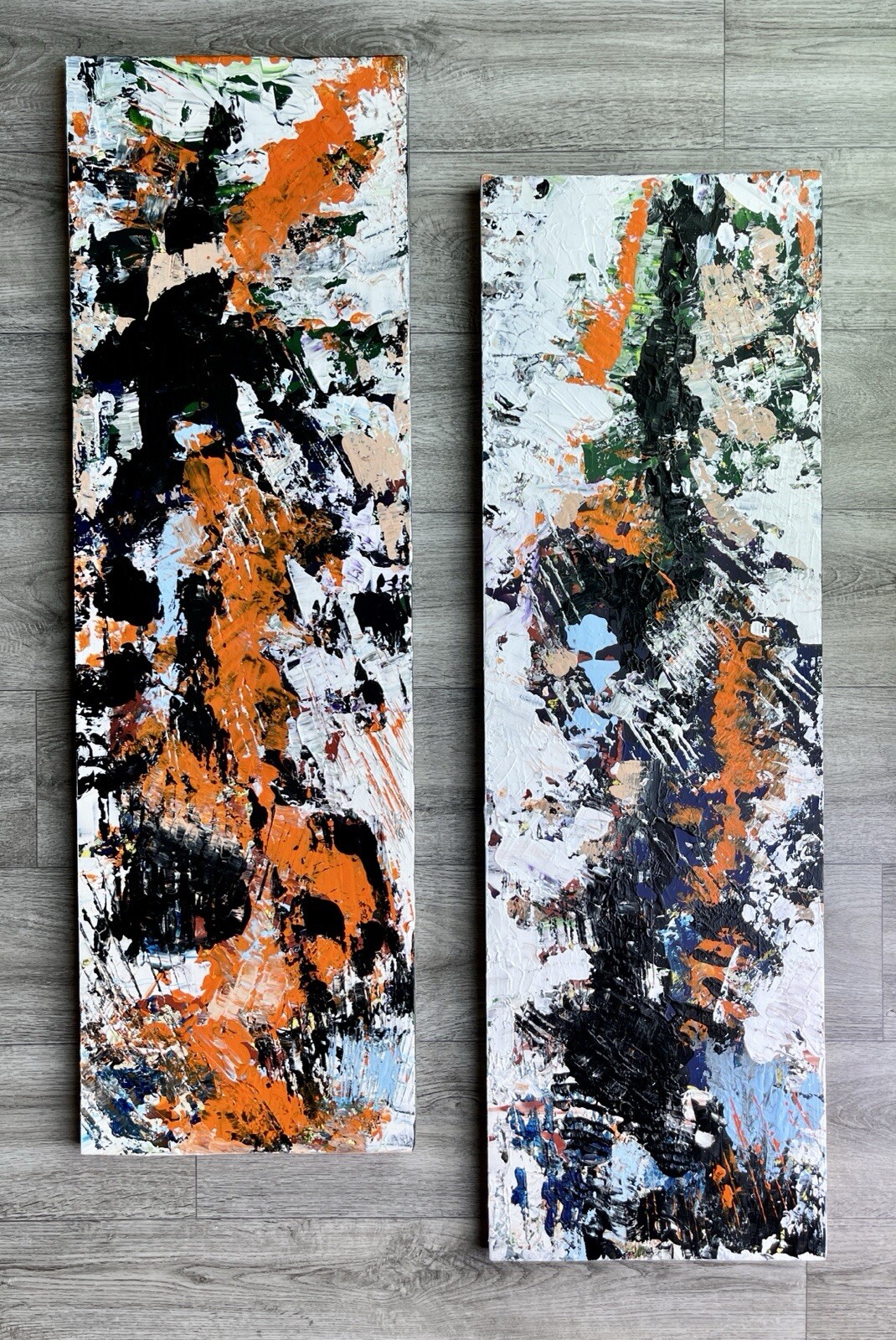 abstract art, Wood Art, Wall Art, Orange, White, Blue, Green, Abstract Painting