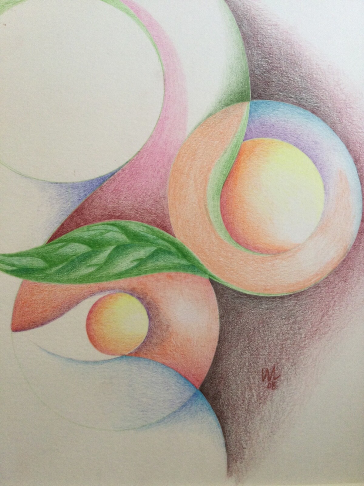 Abstract Painting OOAK Colored Pencil 9 X 12 on Heavy Watercolor Paper