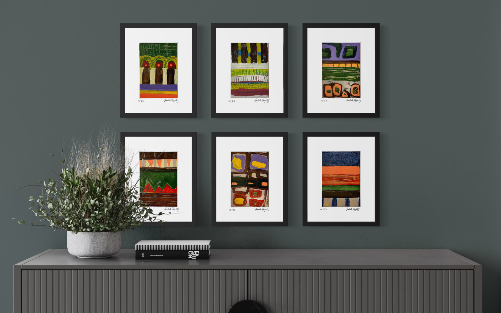 Set Of 6 Original Still Life Collage 8×10 Matted Contemporary Kitchen Wall Art
