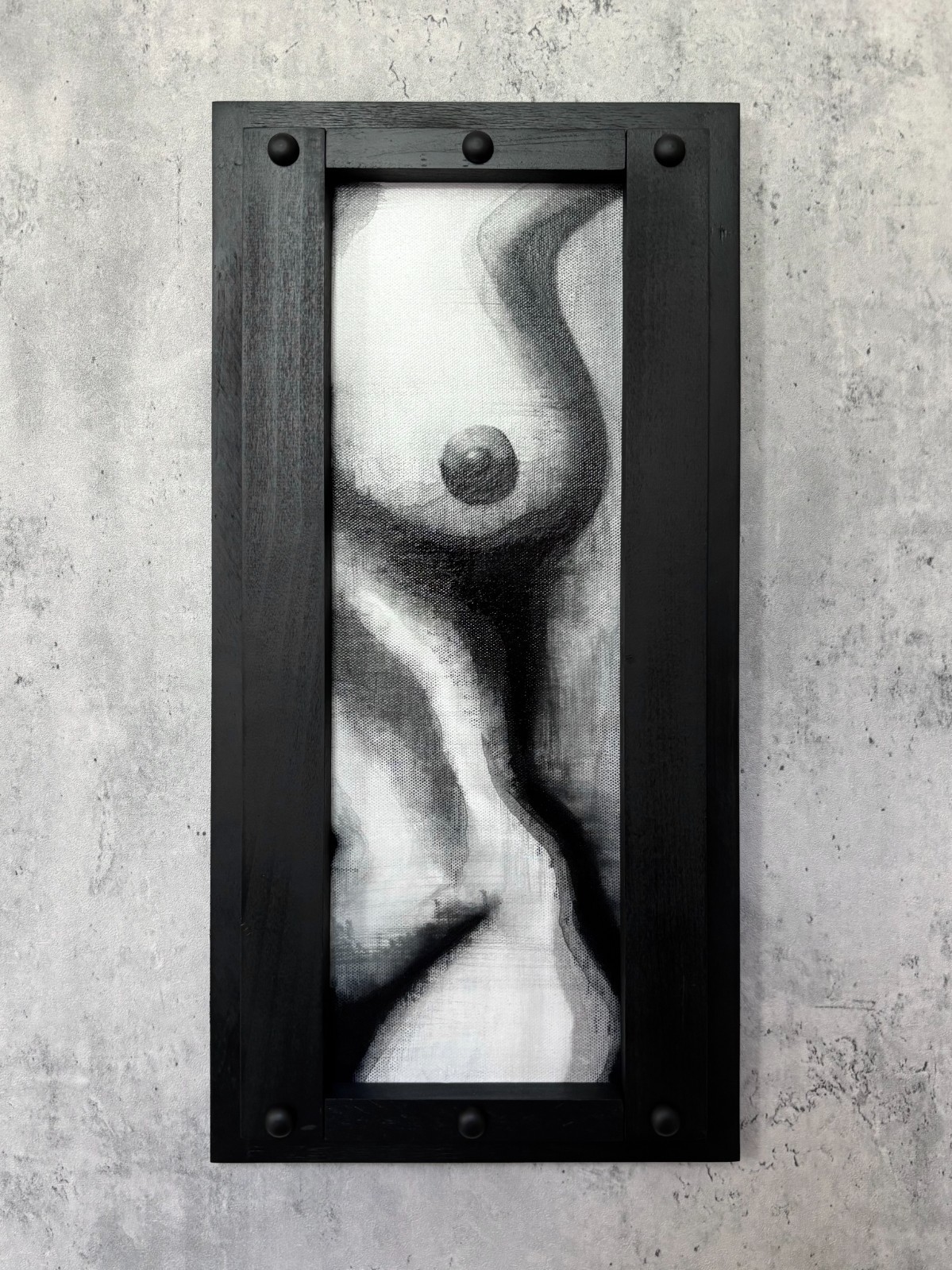 Original painting «It’s Her». 10″x20″x1.5″ Female Body Artwork Canvas Wall Art.