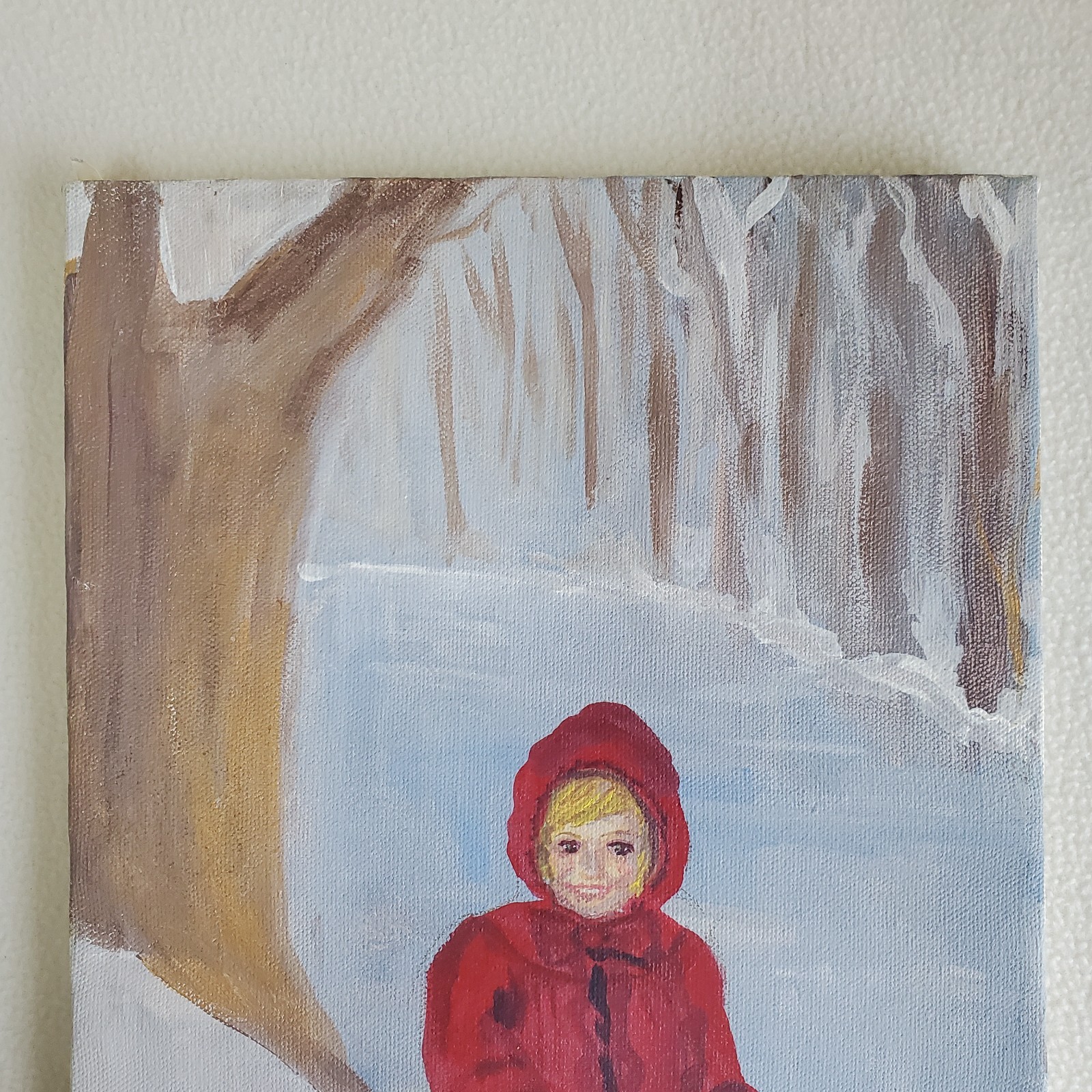 Little Red Riding Hood /Girl One of a Kind OOAK Art Painting on Canvas signed AK