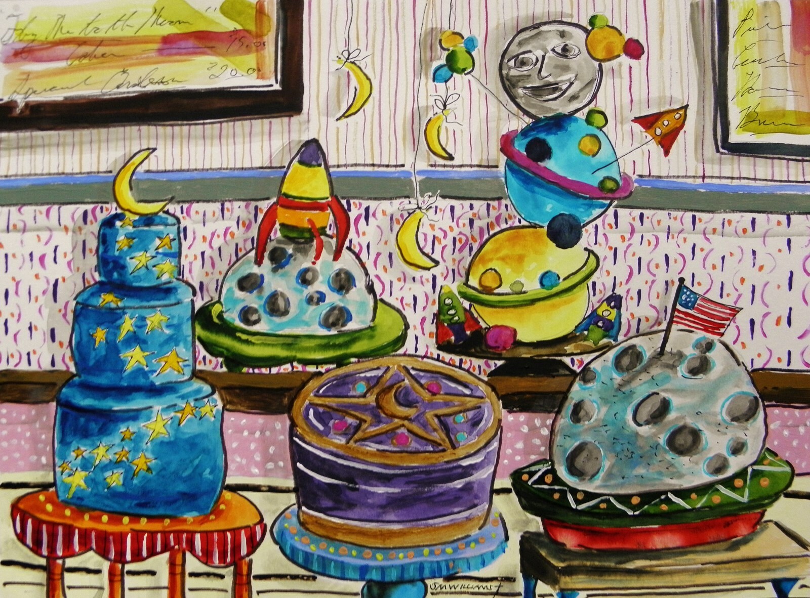 Original Bakery Sketch Cake Food Watercolor Impressionism