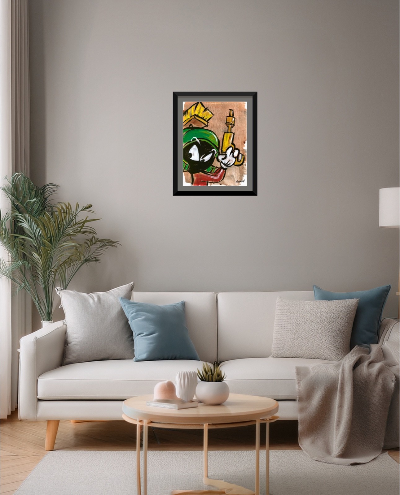 Atherton 9×12 Original Pop Art Martian Character Painting «Agent Marvin» signed