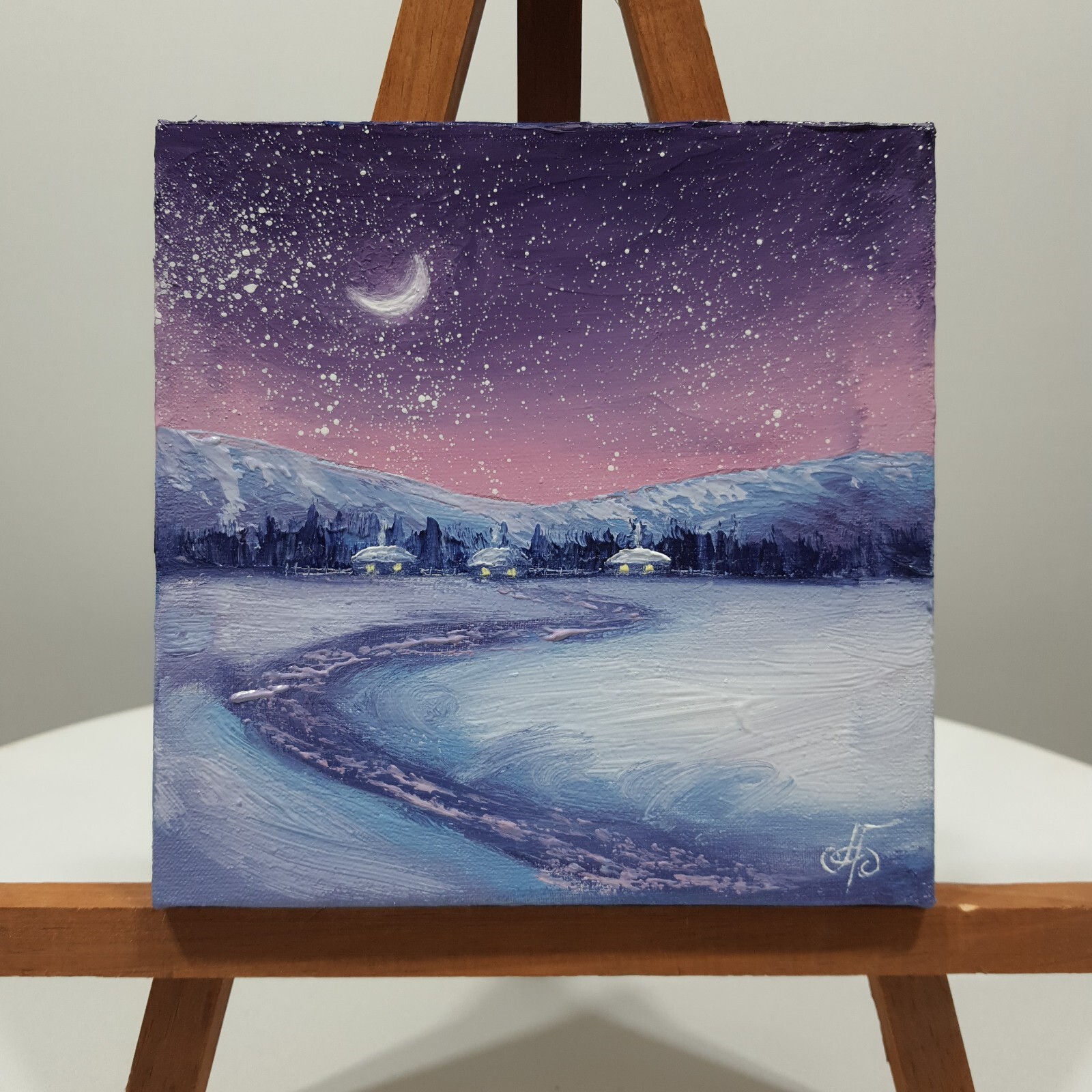 Ukraine Artist Original Winter Landscape Painting Wall Art Decor Gift Signed