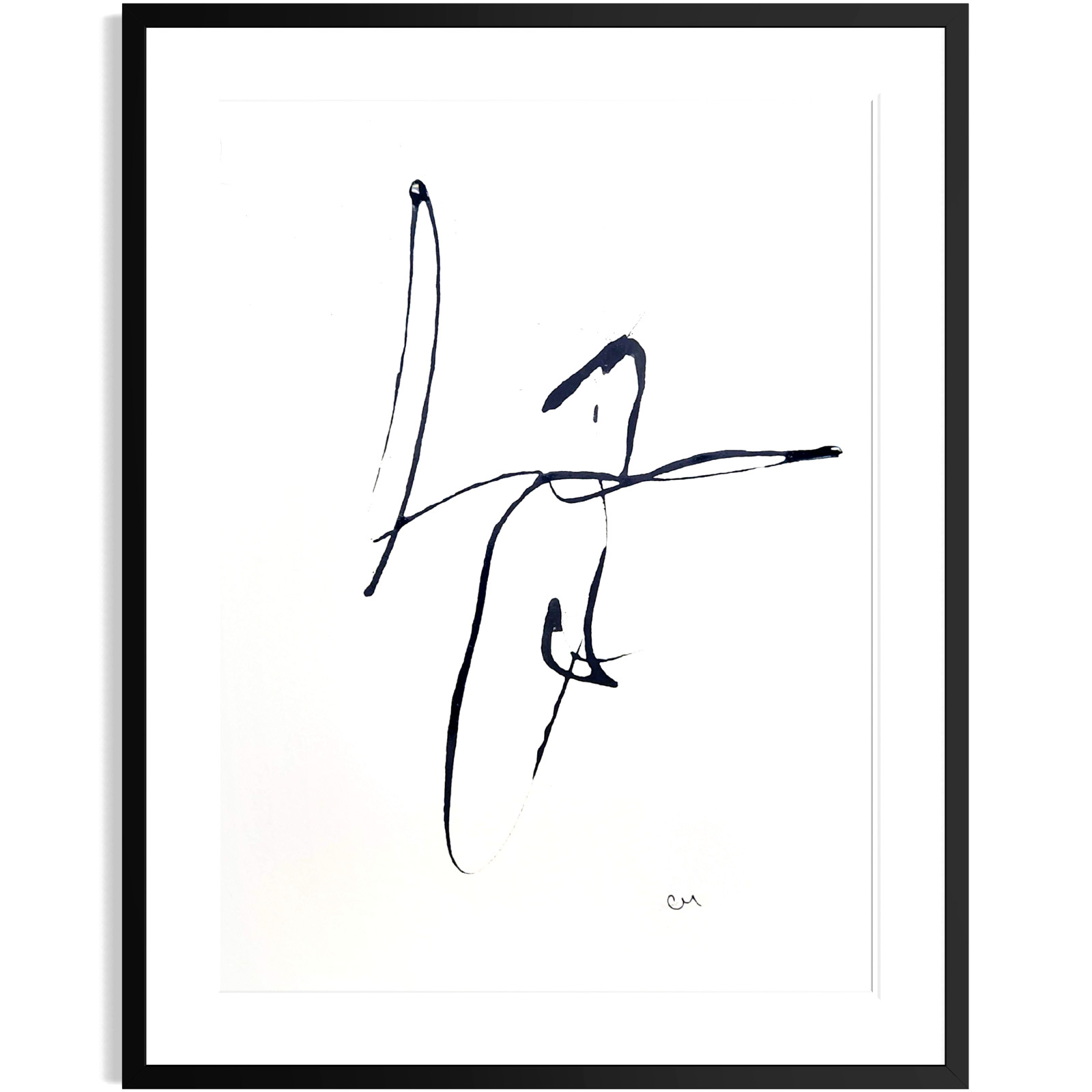 Original Minimalist Abstract 9×12 Painting Ink Black White Wall Art Paper