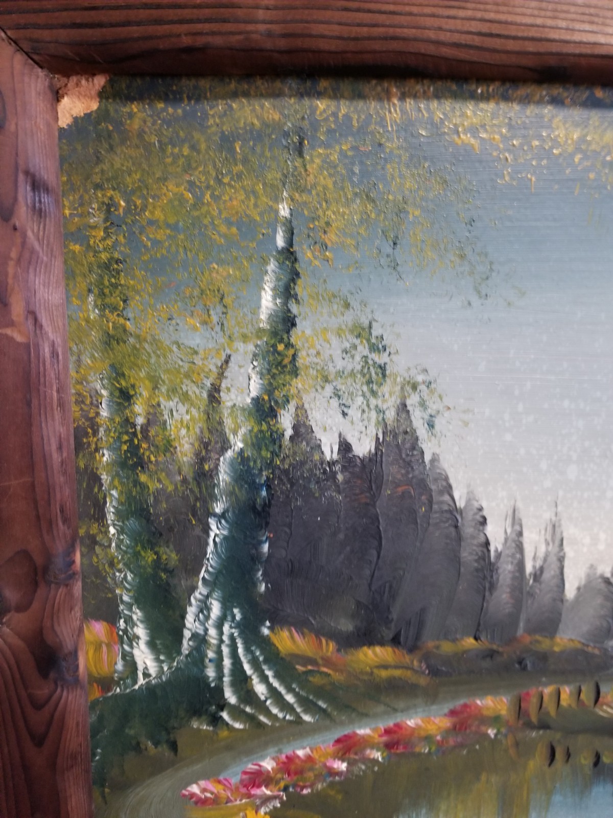 Vintage Burnette G Pletan Original Signed & Framed Painting Landscape 16″ x 32″