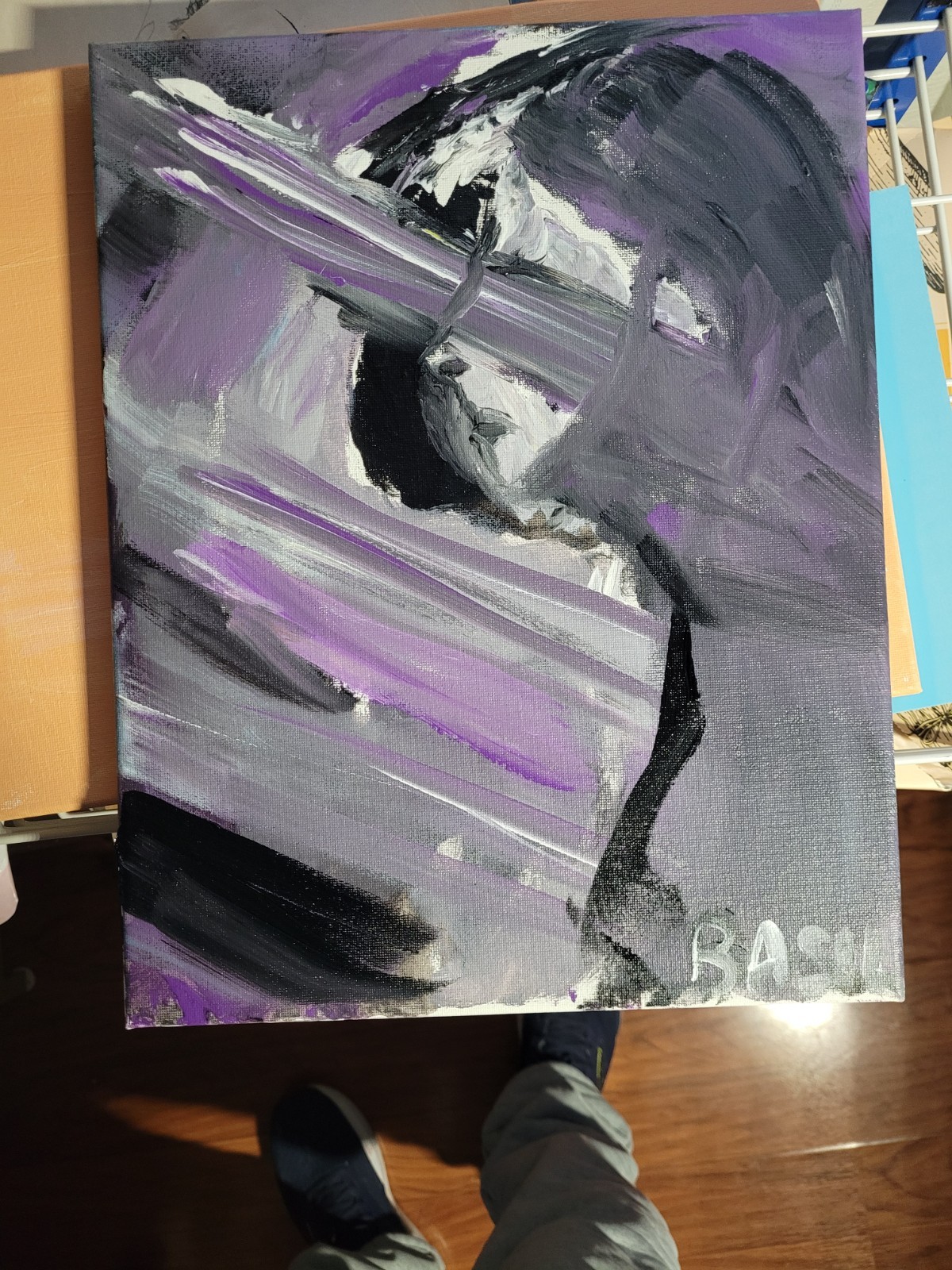 Purple Sunrays Through Blinds Neo Expressionism Original Artwork 11×14 Canvas