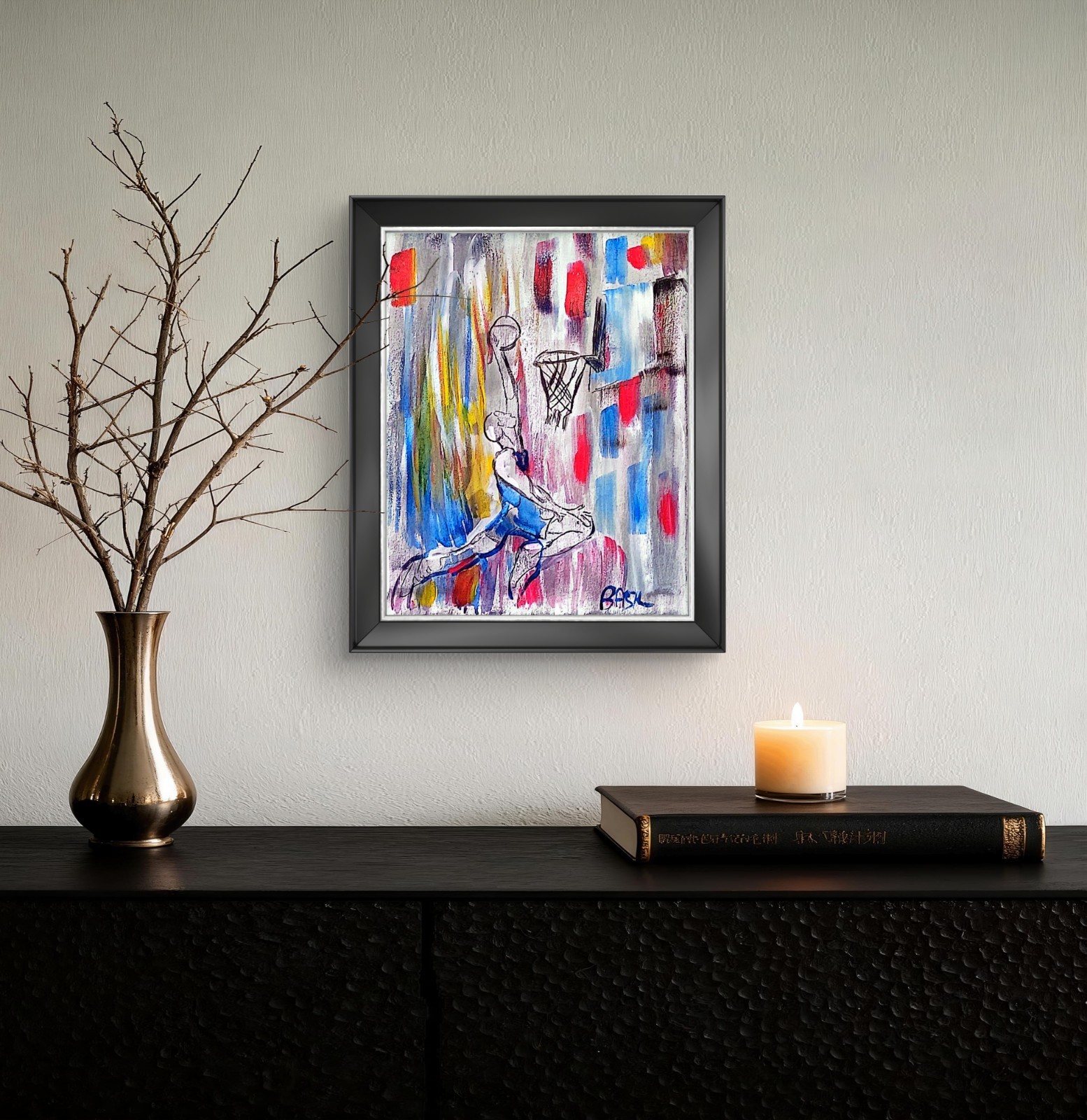 Basketball Dunk Contemporary Expressionist Original Painting.