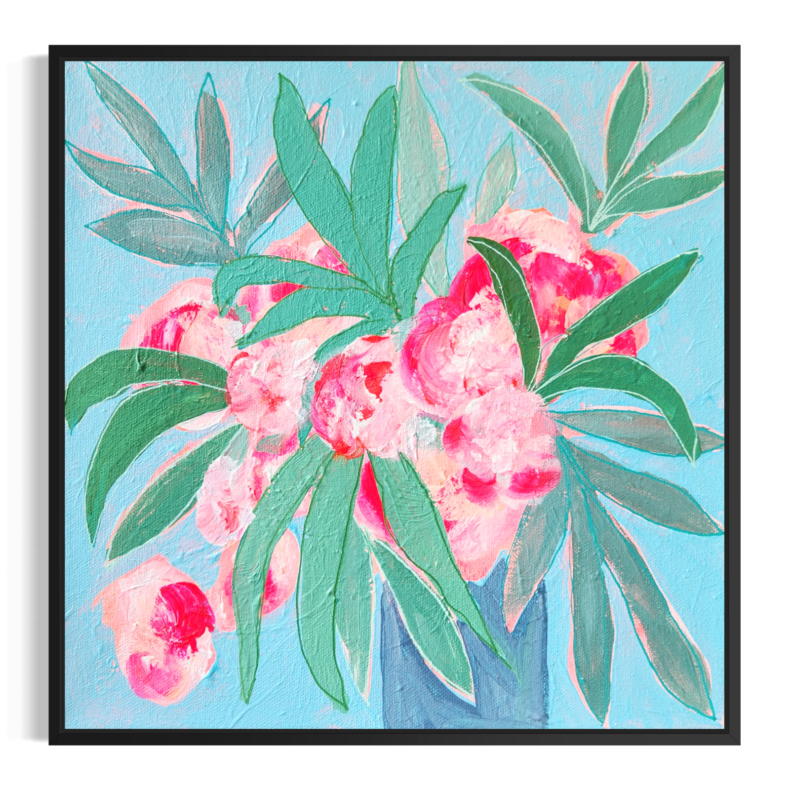 Original Expressionism Acrylic Abstract Floral 12×12 Canvas