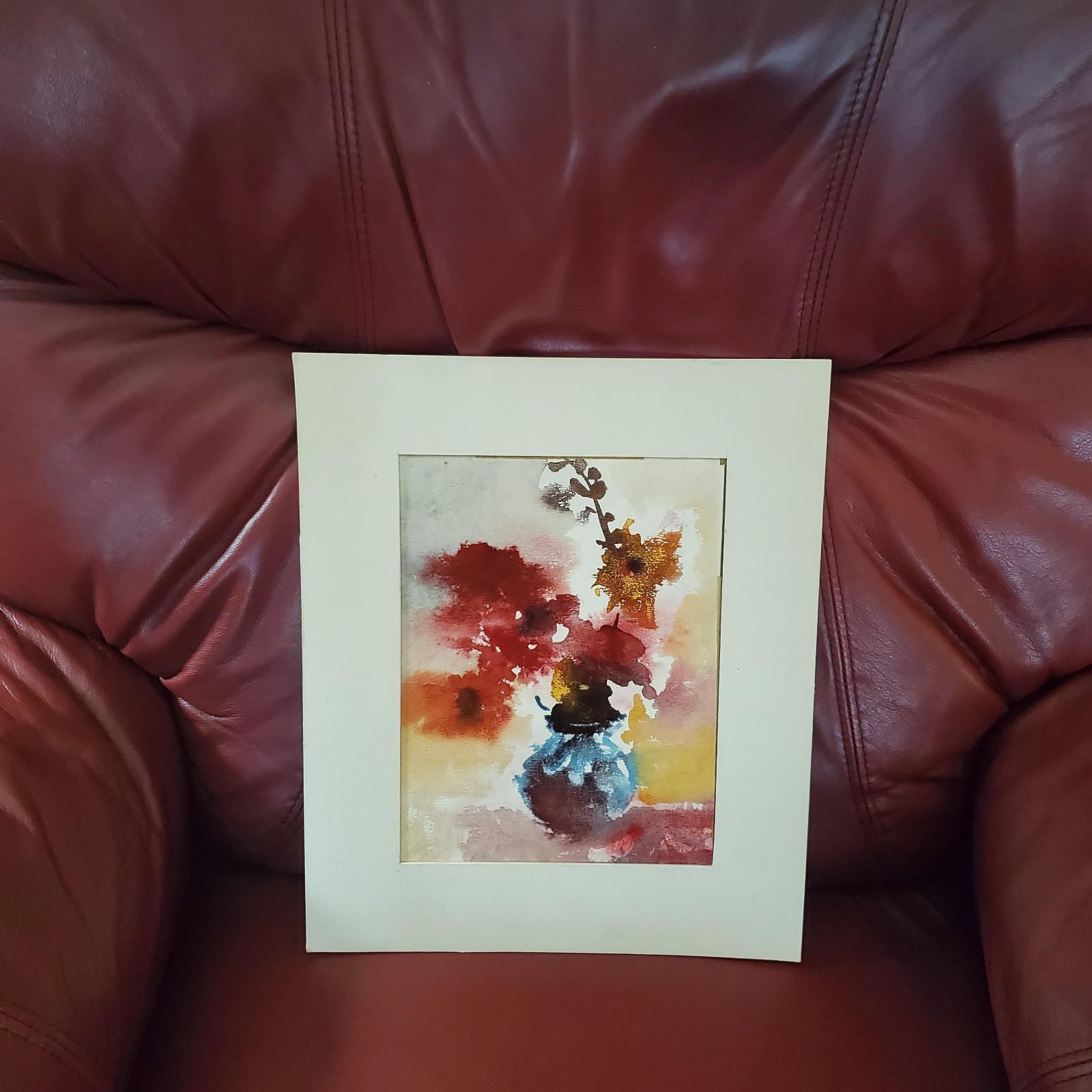 Vintage Watercolor Flowers Painting Gorgeous Original One of A Kind OOAK Art MCM