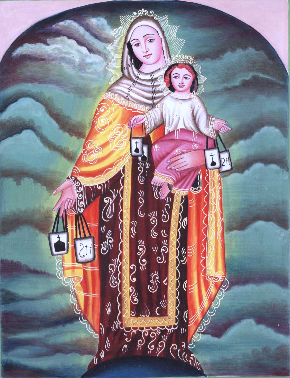 Virgen del Carmen Peruvian Indian Art Handmade Peru Christian Ethnic Painting