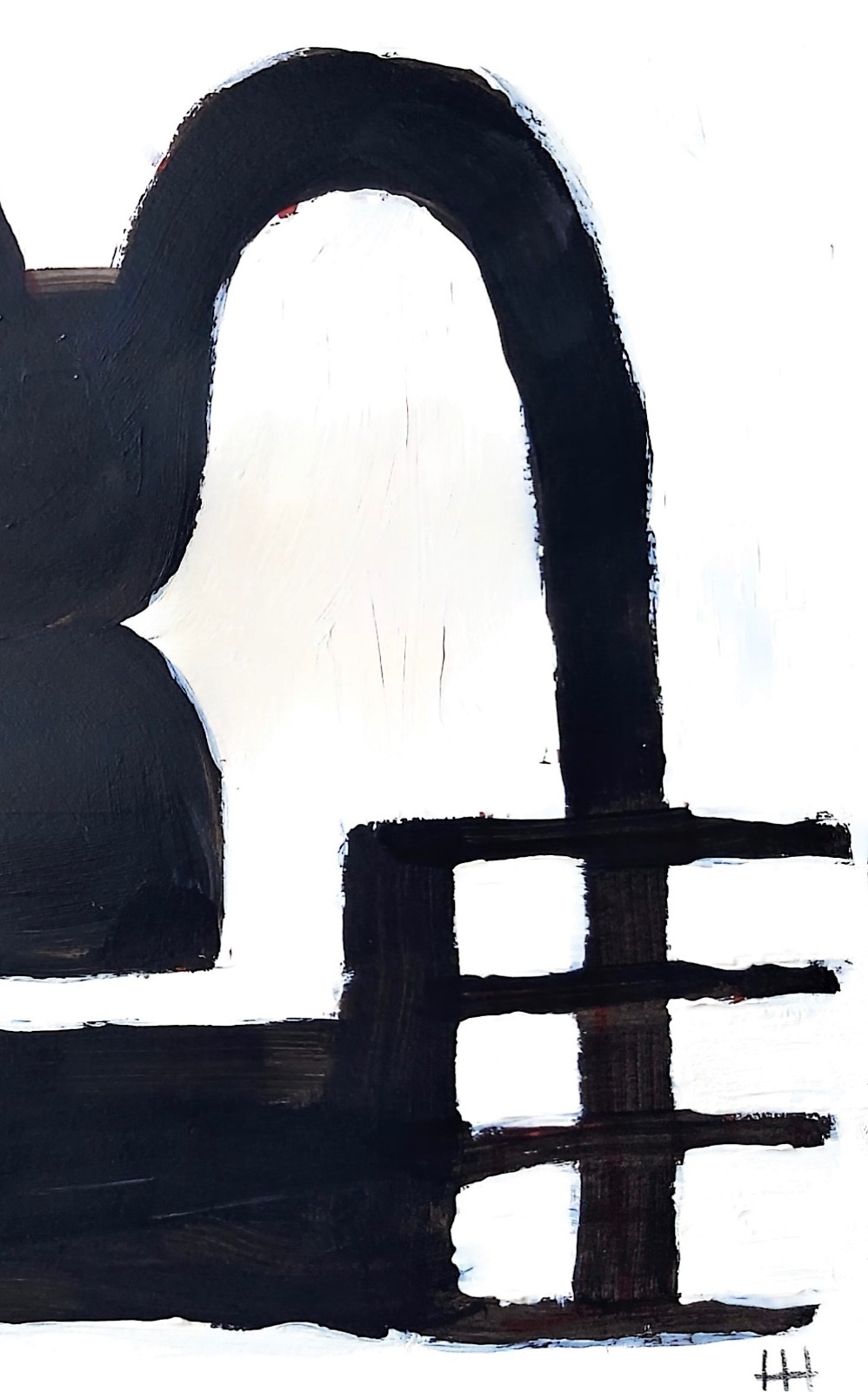 Original Abstract 9×12 Black+White Painting on Paper Wall Art, Holly Hammond