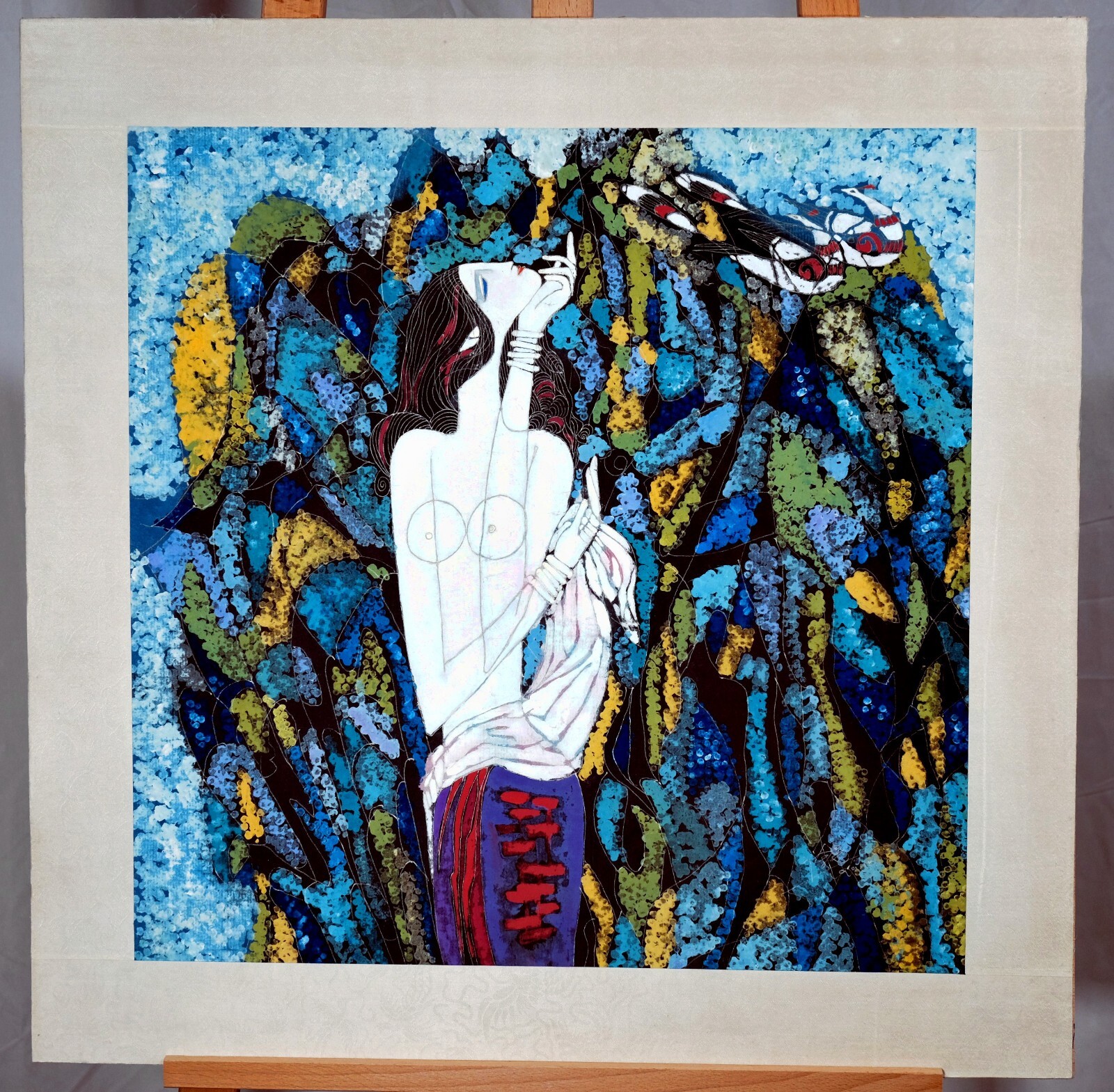 EUC Ting Shao Kuang Untitled Guoache on Board Original Painting Hand Signed OOAK