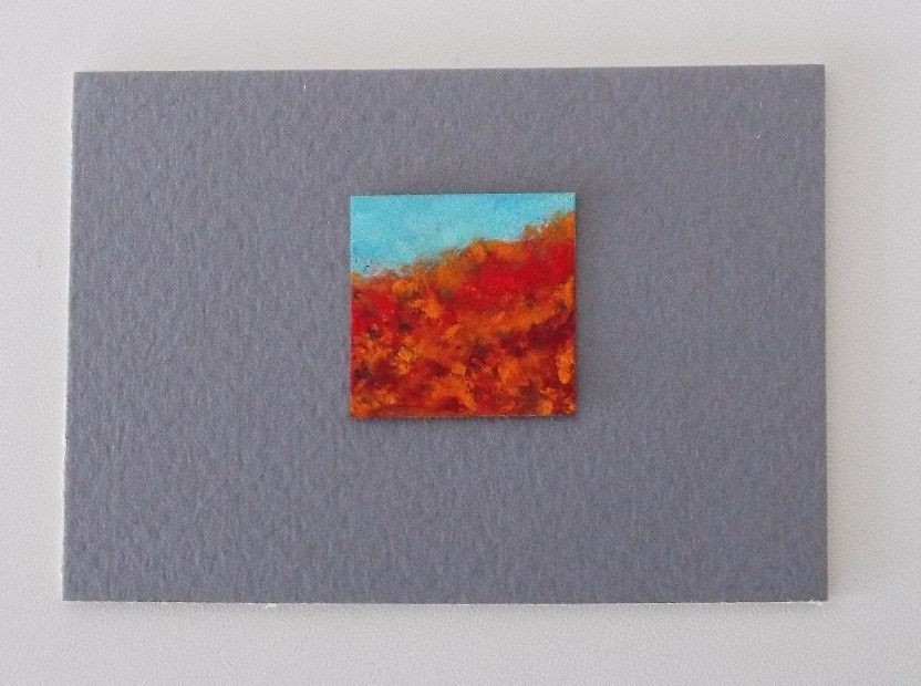 AUTUMN DAY LANDSCAPE Miniature Pastel Painting 1″x1″ Julia Garcia OOAK Art NEW