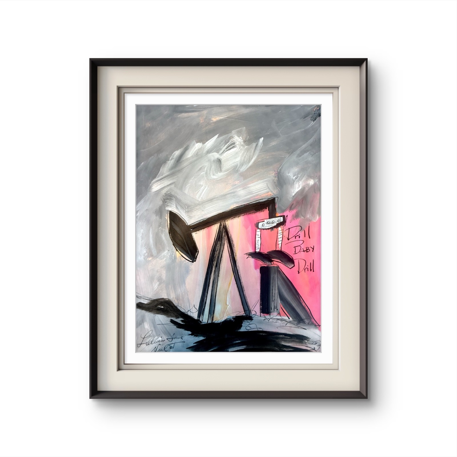 Modern Pumpjack 9″x12″Original Acrylic Paper Oil Well Home Decor Art