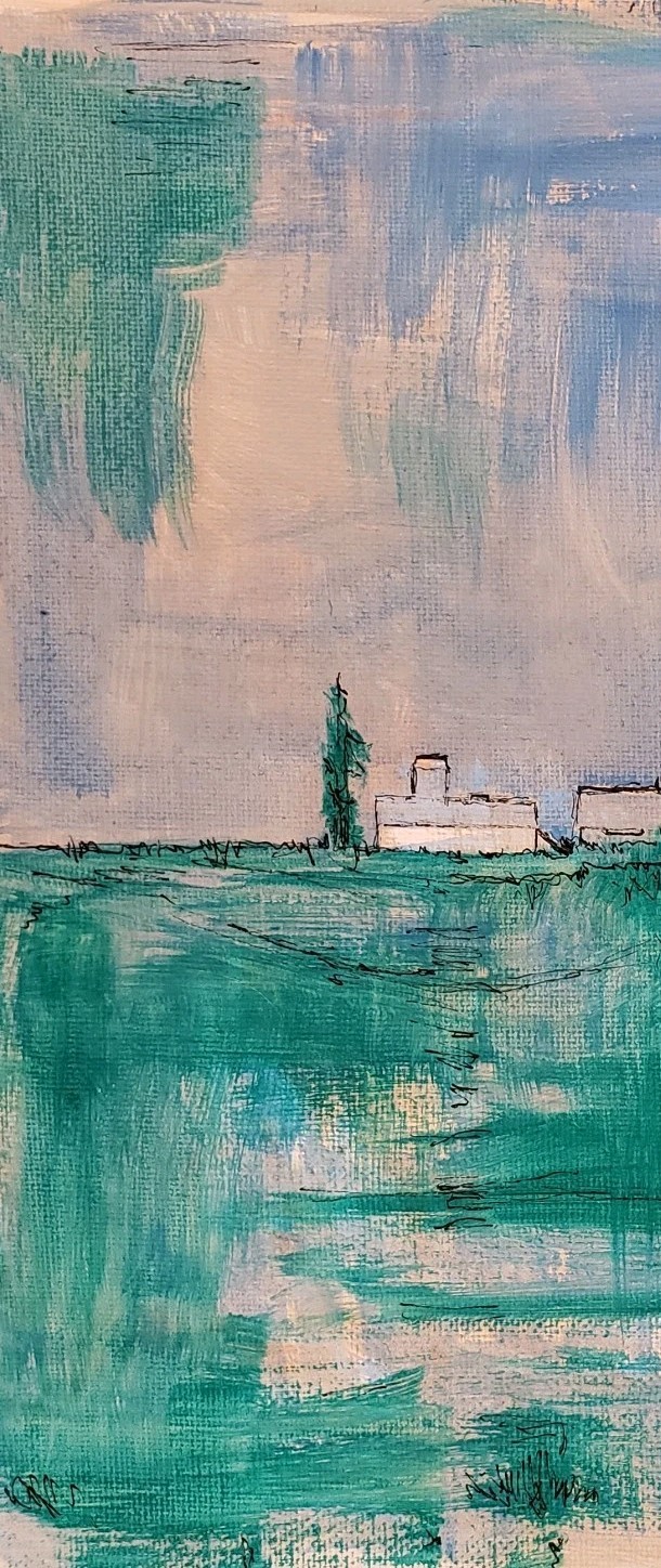 No.681 Original Abstract Minimal Landscape Painting By K.A.Davis
