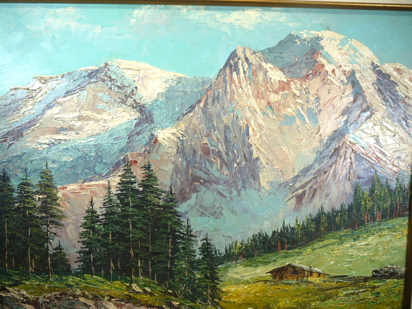 VTG Alpine Landscape OIL Painting Alps Switzerland Germany Austria ART 1950s