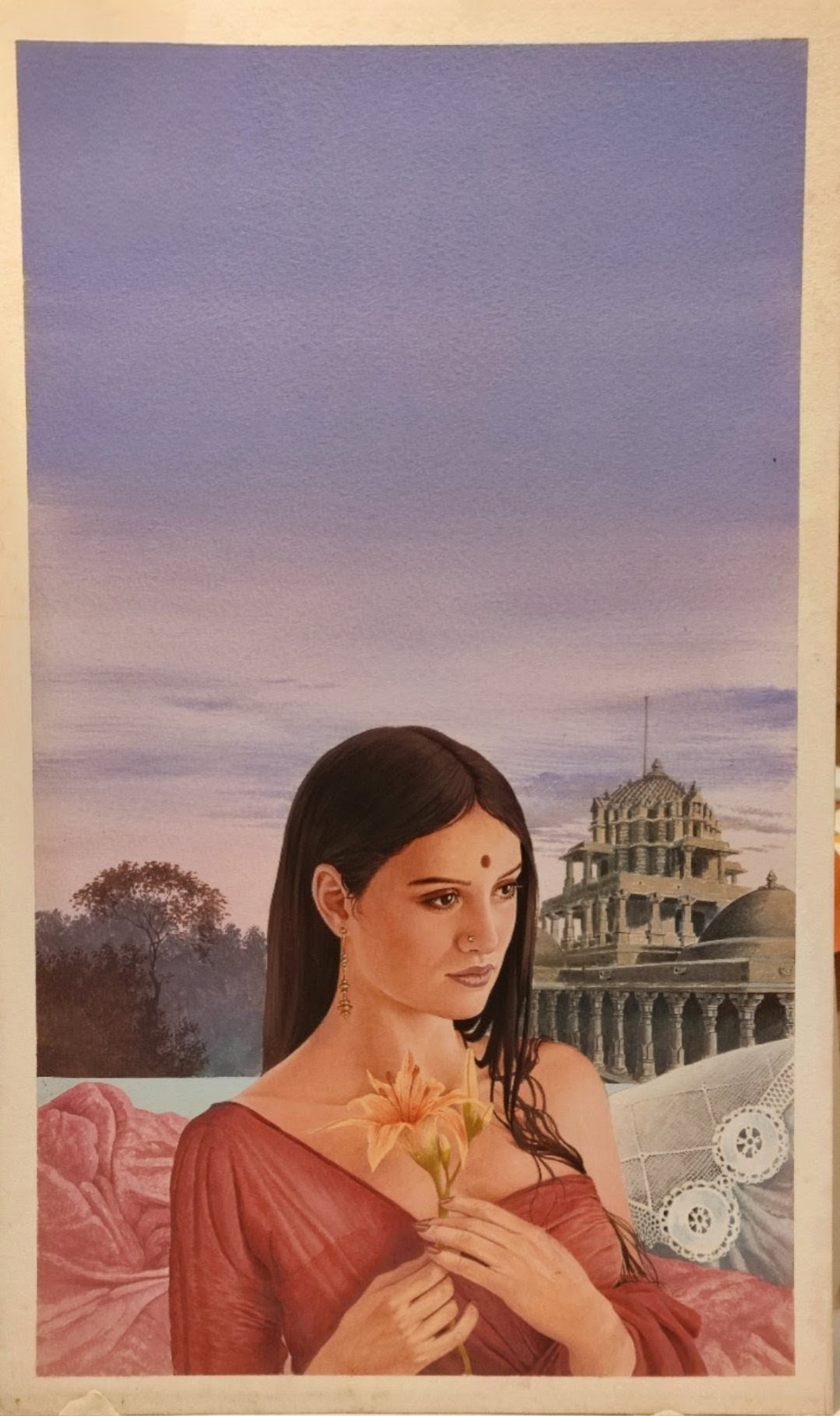 Original Painting, Cover for Earth Queen, Sky King by Julie Fitzgerald (1990)