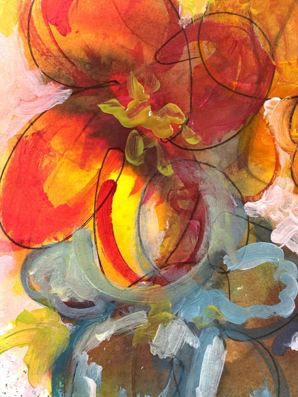 Original Floral 9×12 Handpainted Signed Abstract Expressionism Colorful 11