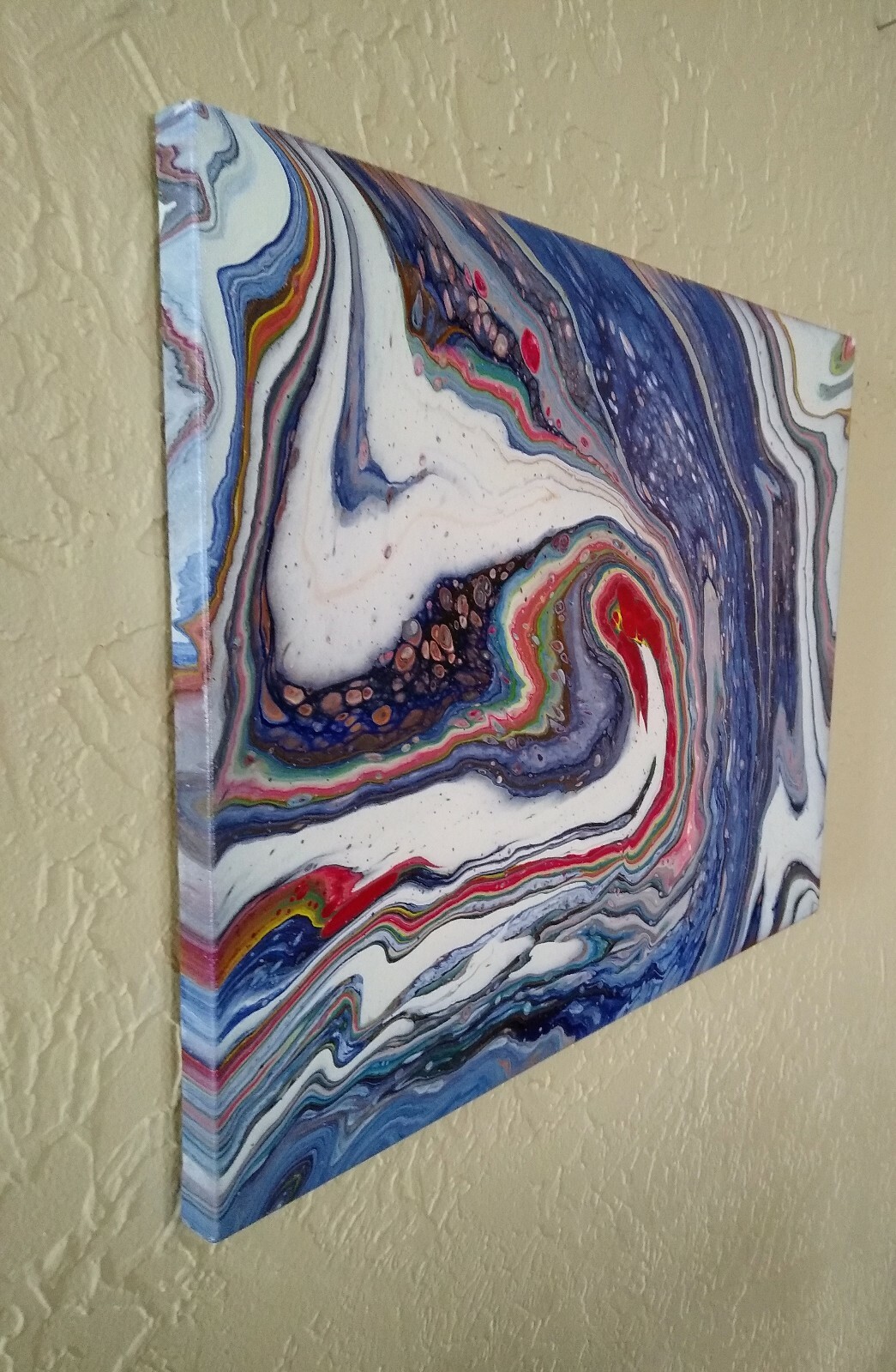 Original Acrylic/Canvas 16″x20″ «Periwinkle Swirling Storm» Gold, White, Space