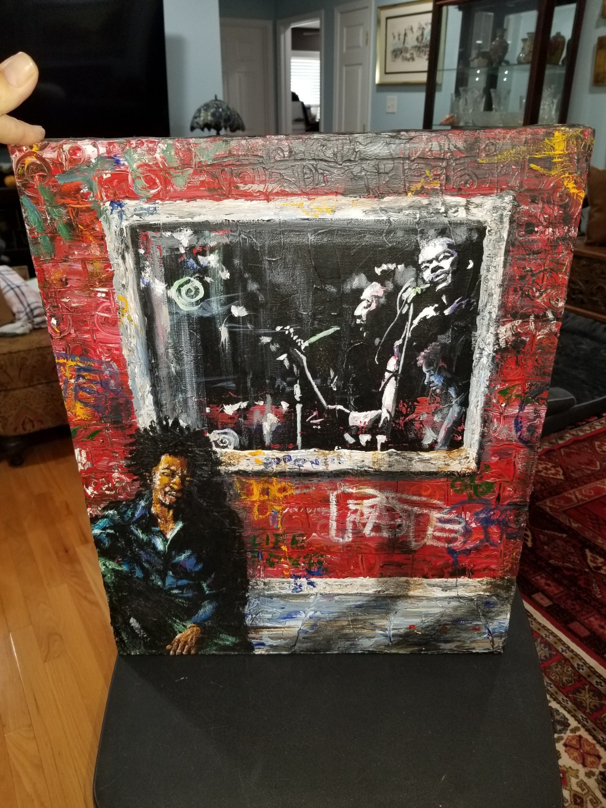 Original Expressionist Oil Painting Jean-Michel Basquiat Tribute Jazz Band – PAN