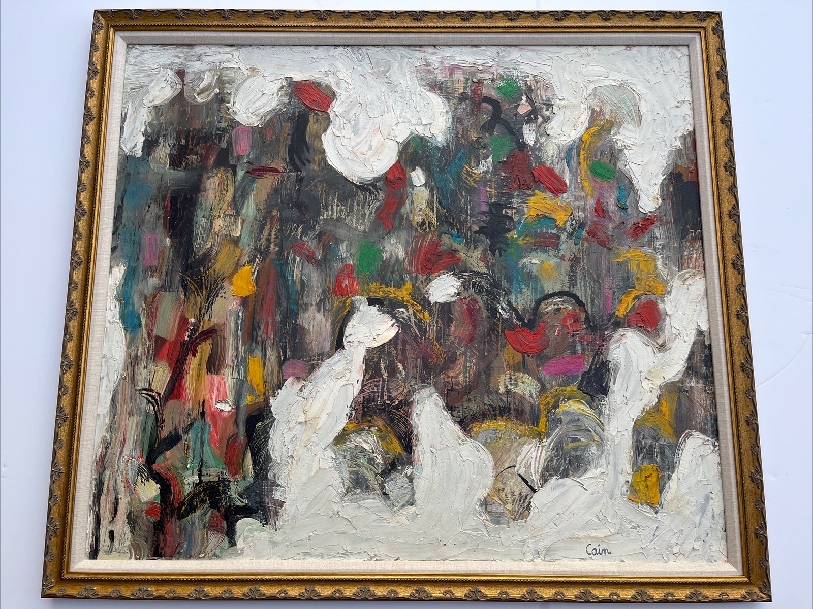 Jo Cain PAINTING ANTIQUE EXPRESSIONISM Mid Century AMERICAN CUBISM RARE Large