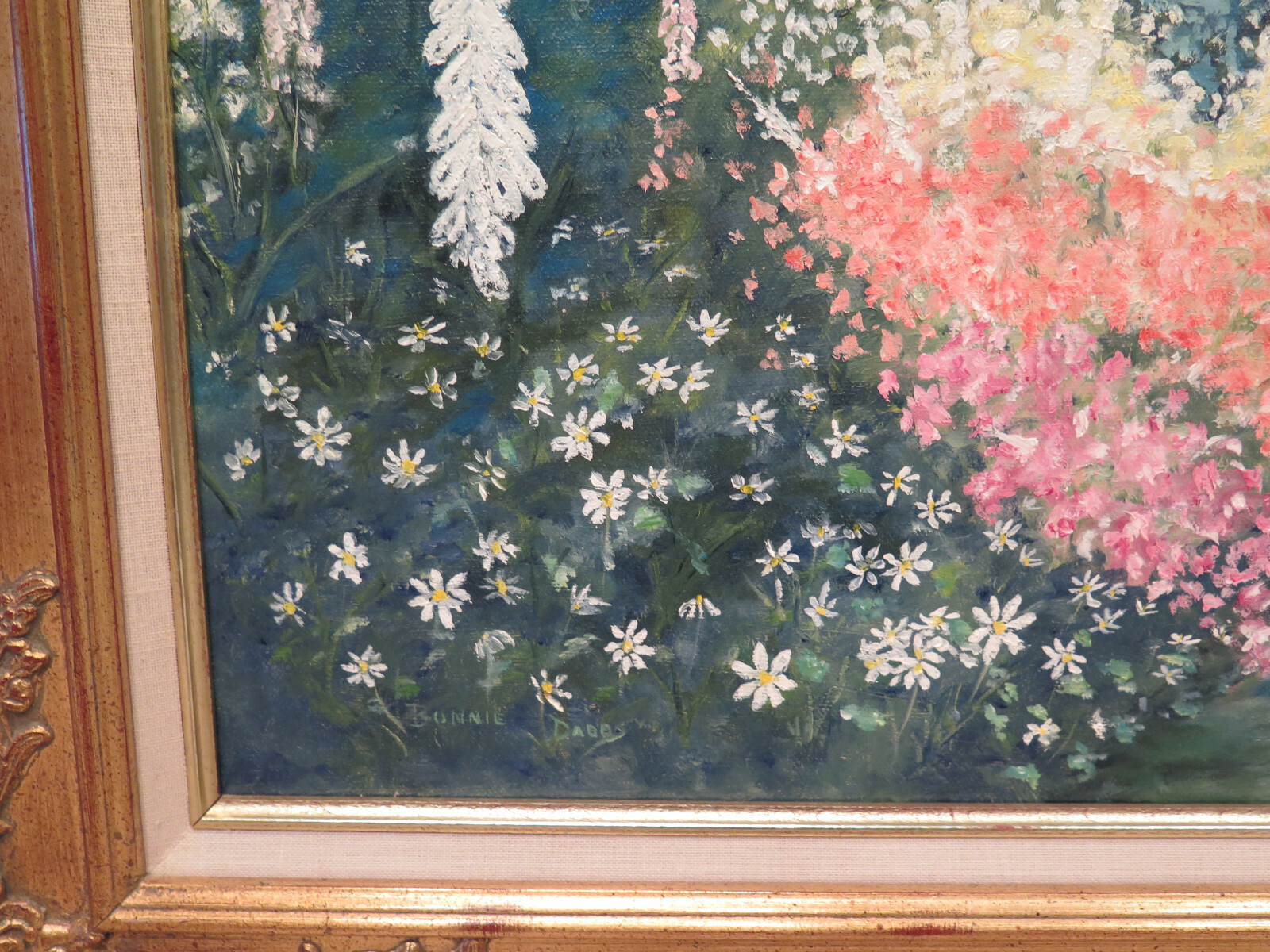 Garden Landscape Oil Painting Child Mother ART Peace Greens Framed Original
