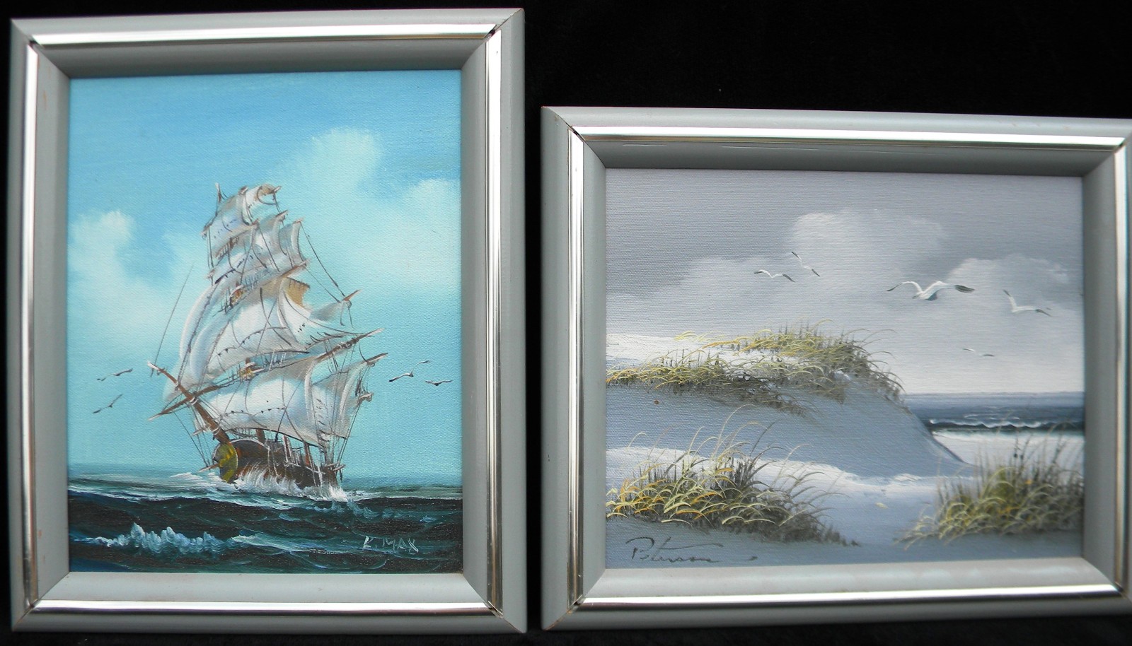 2 Original oil seascapes, beach house decoration.