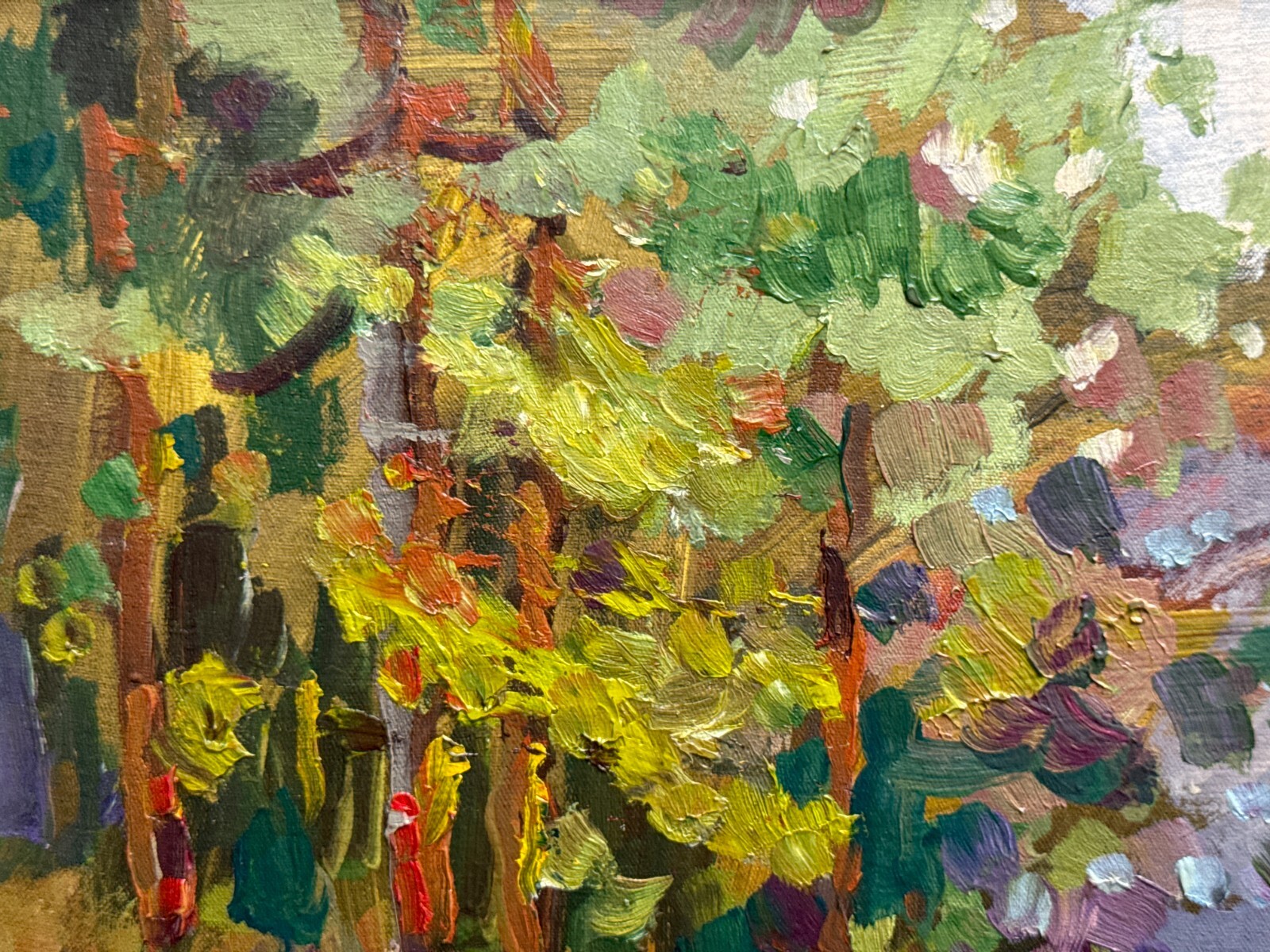 Oil painting Lviv Botanical Garden Ukrainian painter Canvas Framed original art