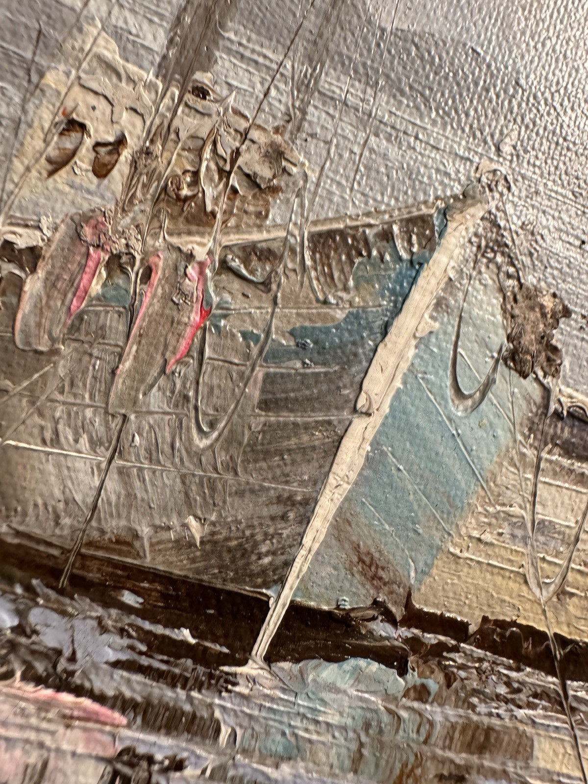 Signed LUNI Original Nautical Boats in Harbor Oil on WOOD Board Framed 12”x10.5”