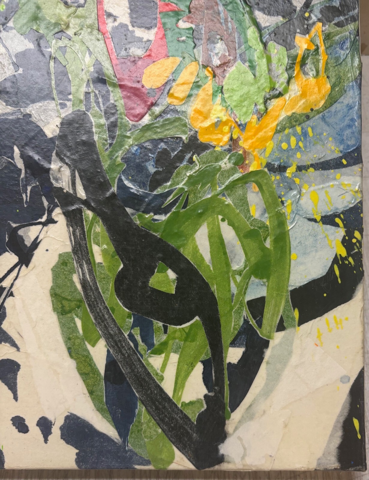 Vintage GINGER MONGIELLO ‘Animato III’ ABSTRACT Collage Painting TAOS New Mexico