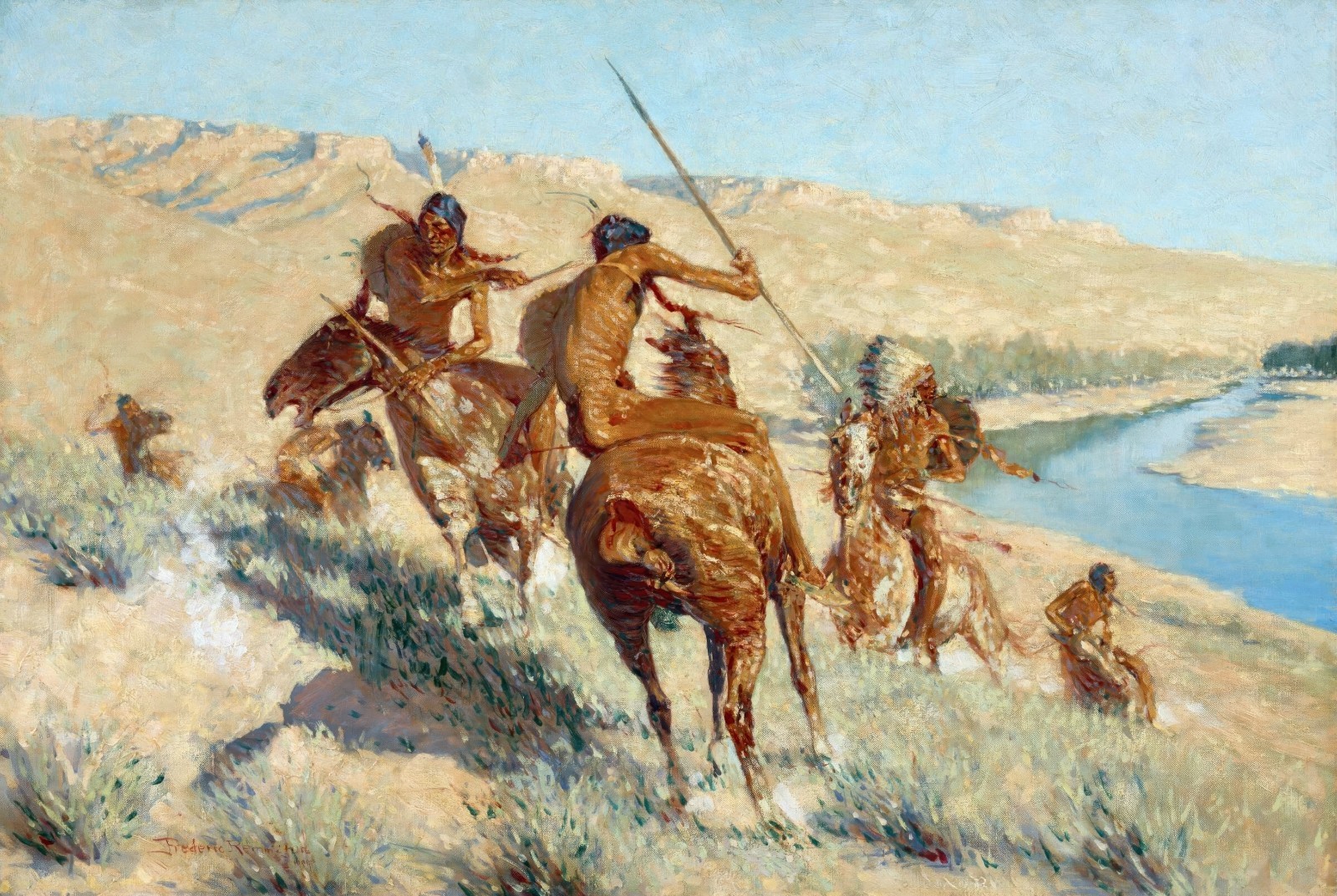 Frederic Remington Buffalo Gun Reproduction – Giclee Canvas/Paper/Stretched