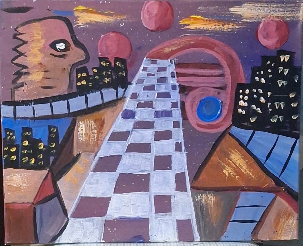 Cityscape, Acrylic Painting – 16×20 Hand Painted Artwork on Canvas
