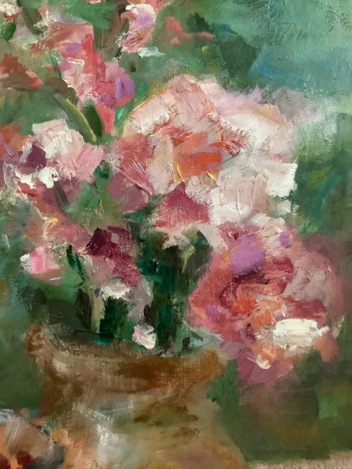 Original Framed Impressionism Oil Art Floral Still Life Signed