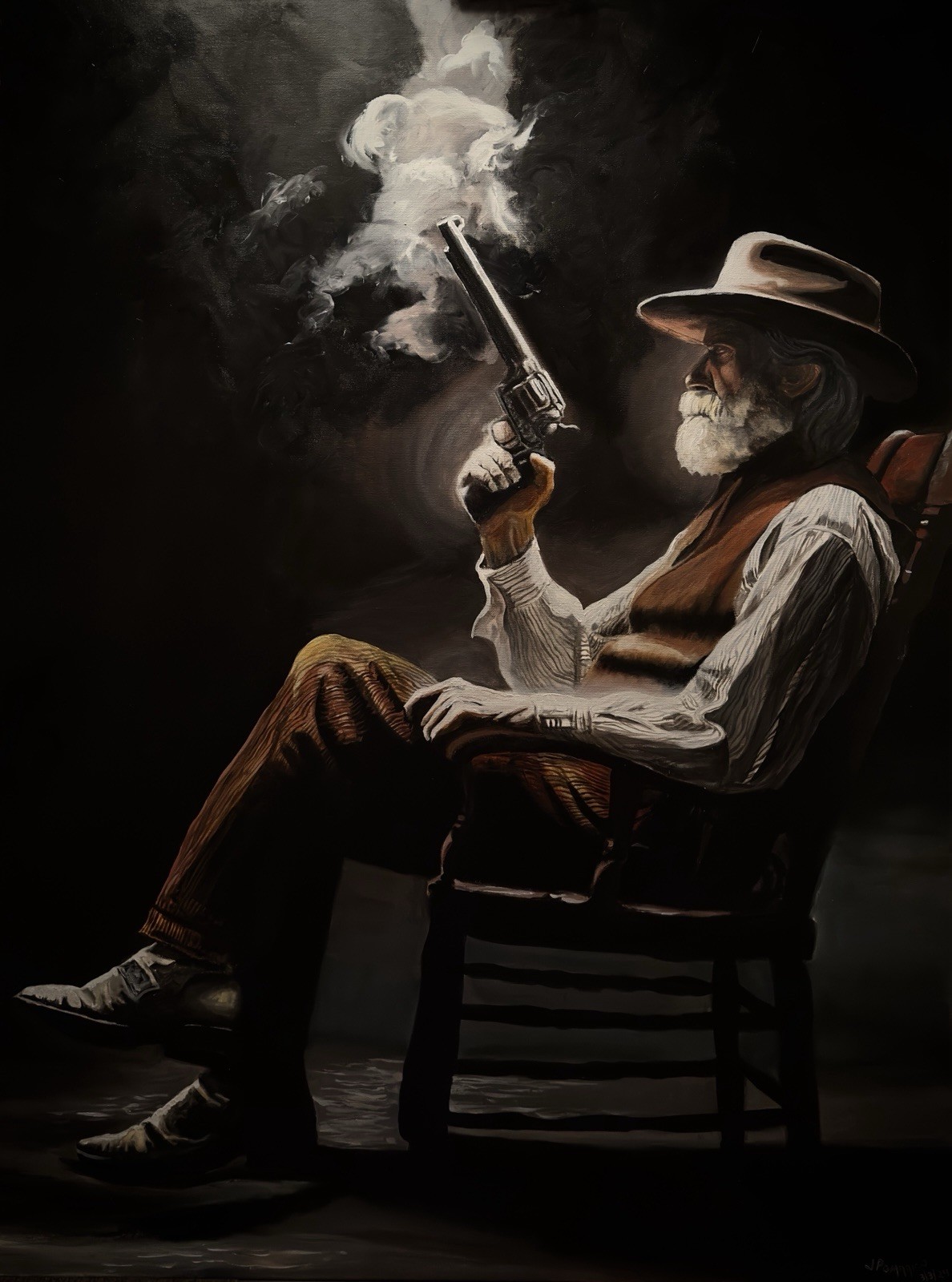 The Former Sheriff Original Western Acrylic On Canvas 36X48 Western Art Signed