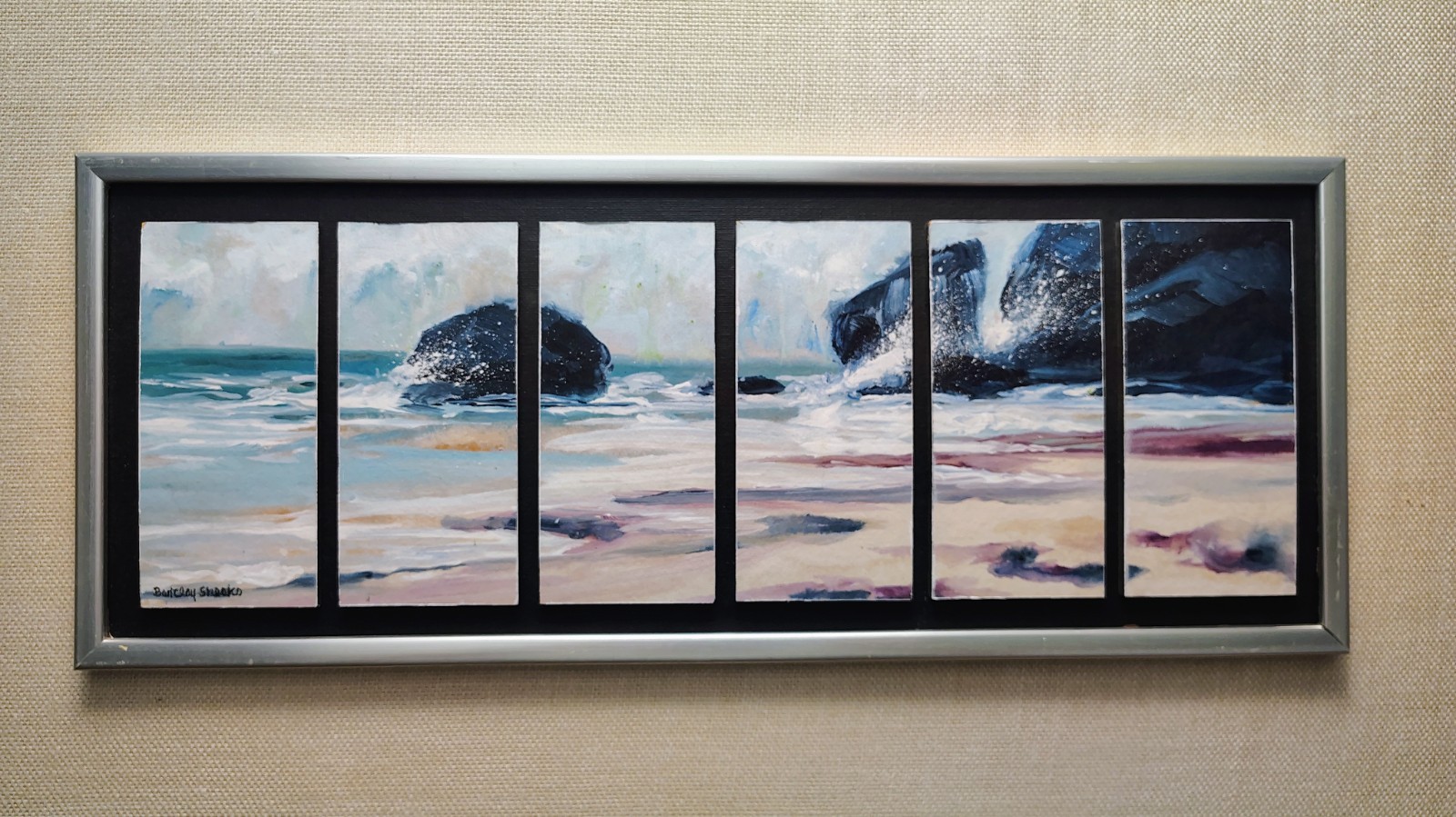 BARCLAY SHEAKS SEASCAPE 6 Panel Acrylic On Board. Very Neat Piece Original 1/1