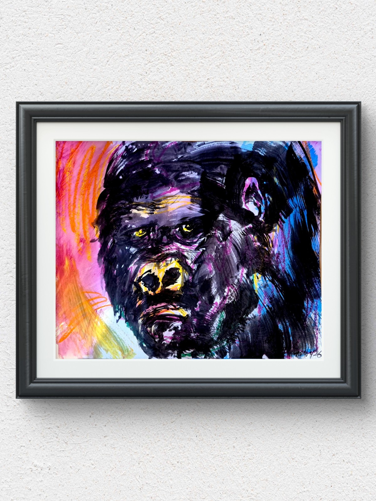 Original Contemporary 11×14 Animal Mixed Media Paper Art Vivid Signed Decor P147