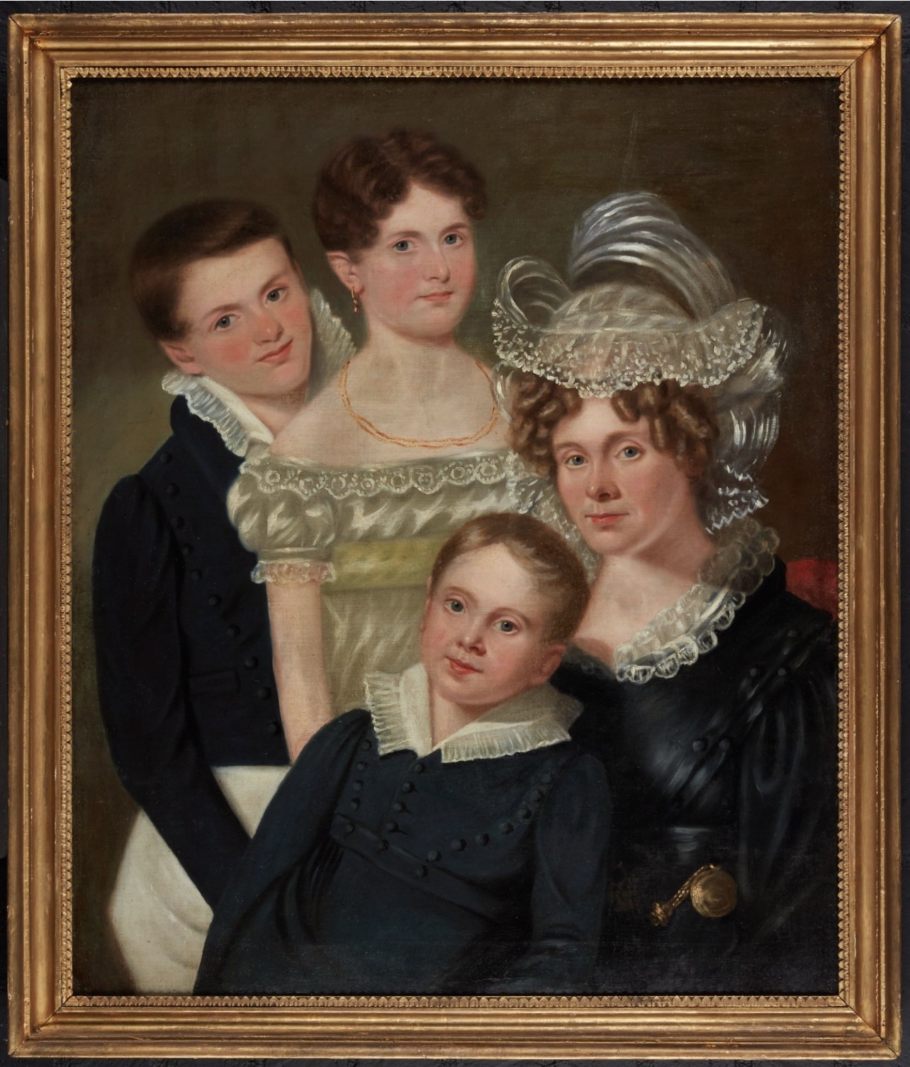 Early 19thC English Regency Antique Portrait Oil Painting Of A Family -JW Gordon