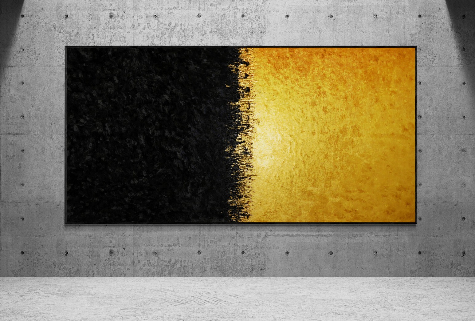 XXL Rothko Style Black & Gold Metal Color Field Abstract Painting 78×39 in