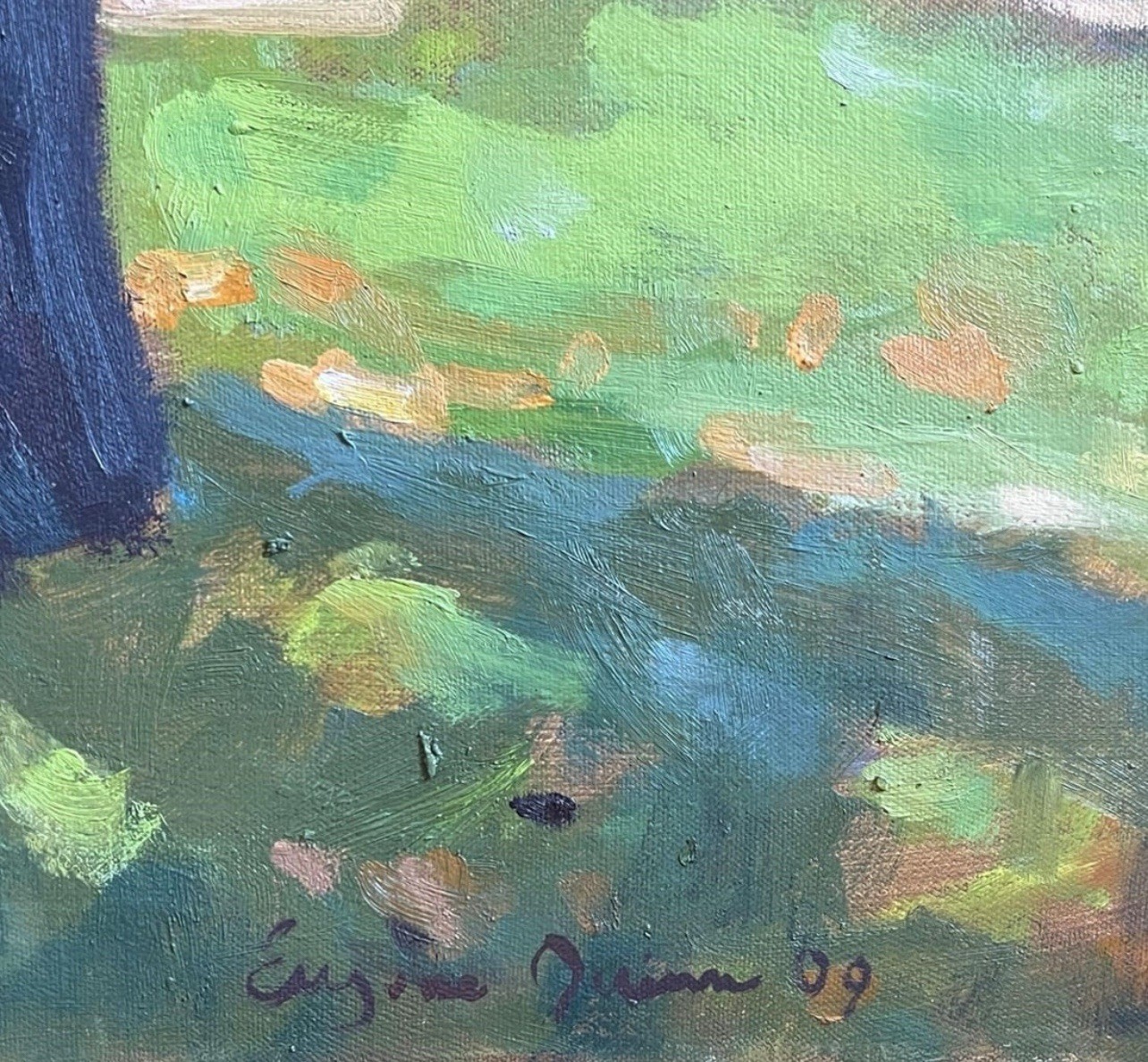 Eugene J. Quinn Jr. Original Art Painting Oil On Canvas Vibrant Fall House Trees