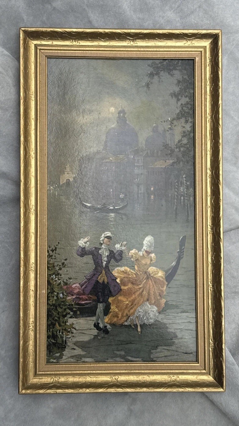 Vintage framed print «Venice Panels» by Albo Mid Century 27×16” Masquerade