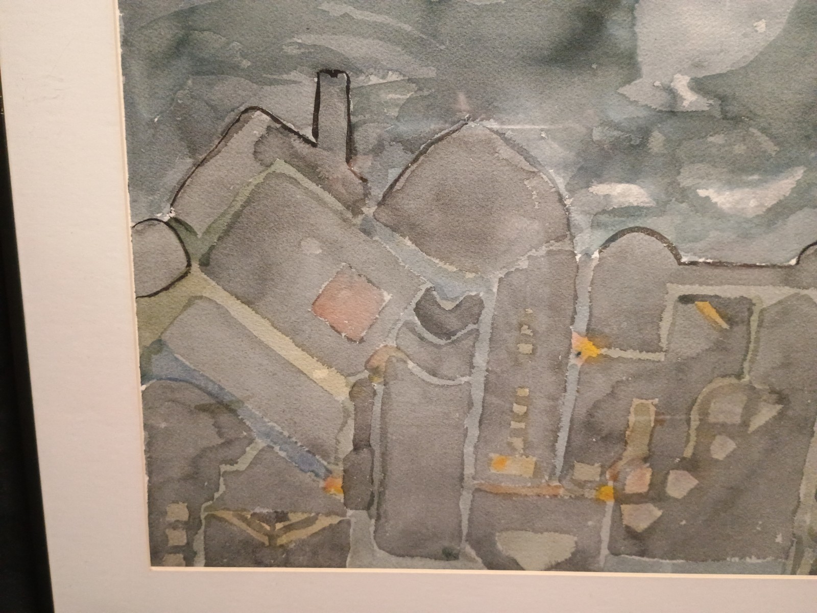 «Blackout» Framed/Matted/Signed Original Watercolor Landscape Herbert Mander
