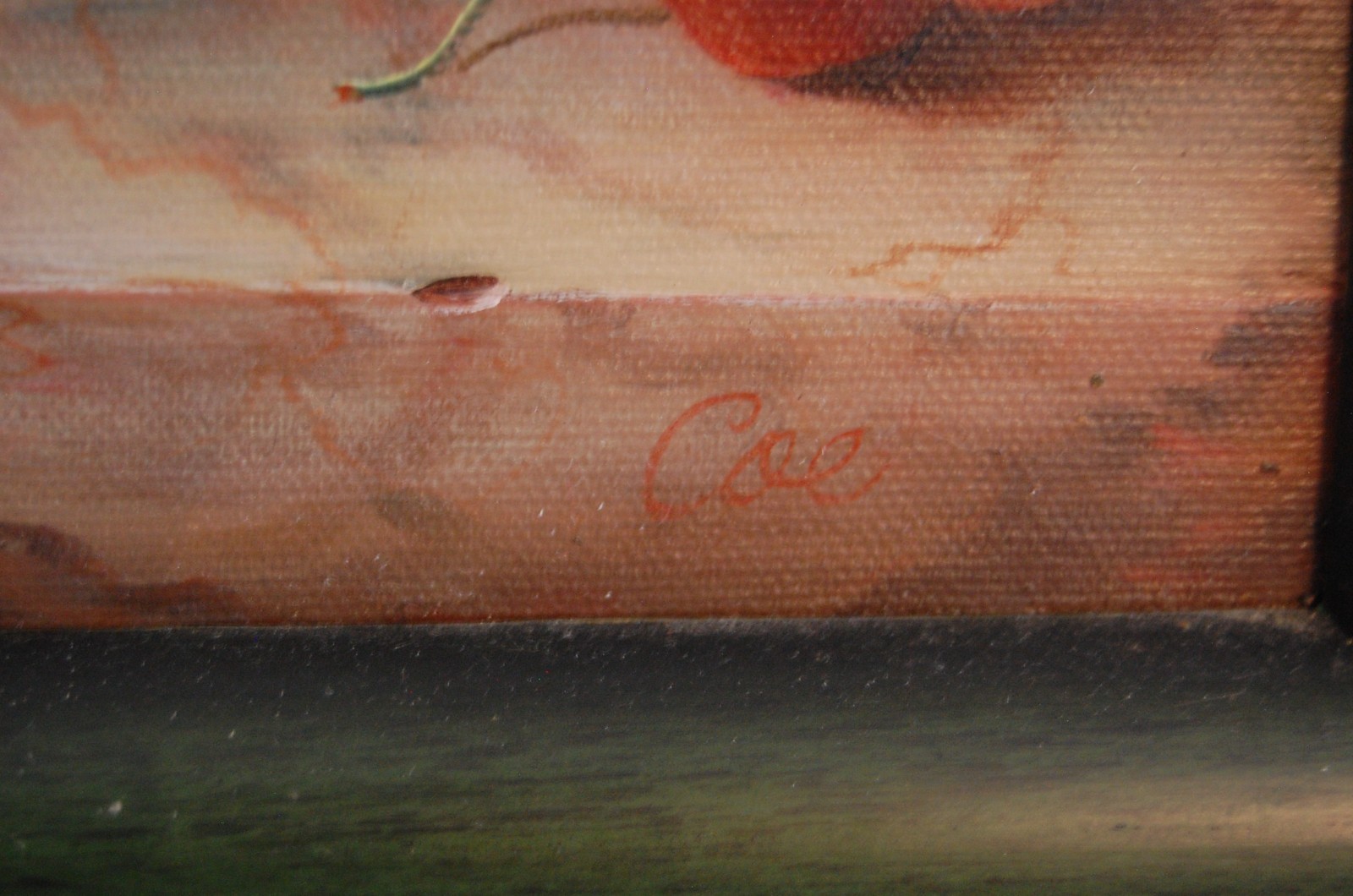Framed Original Signed Coe Oil Painting Grapes, Berries Fruits a Still Life 10X8