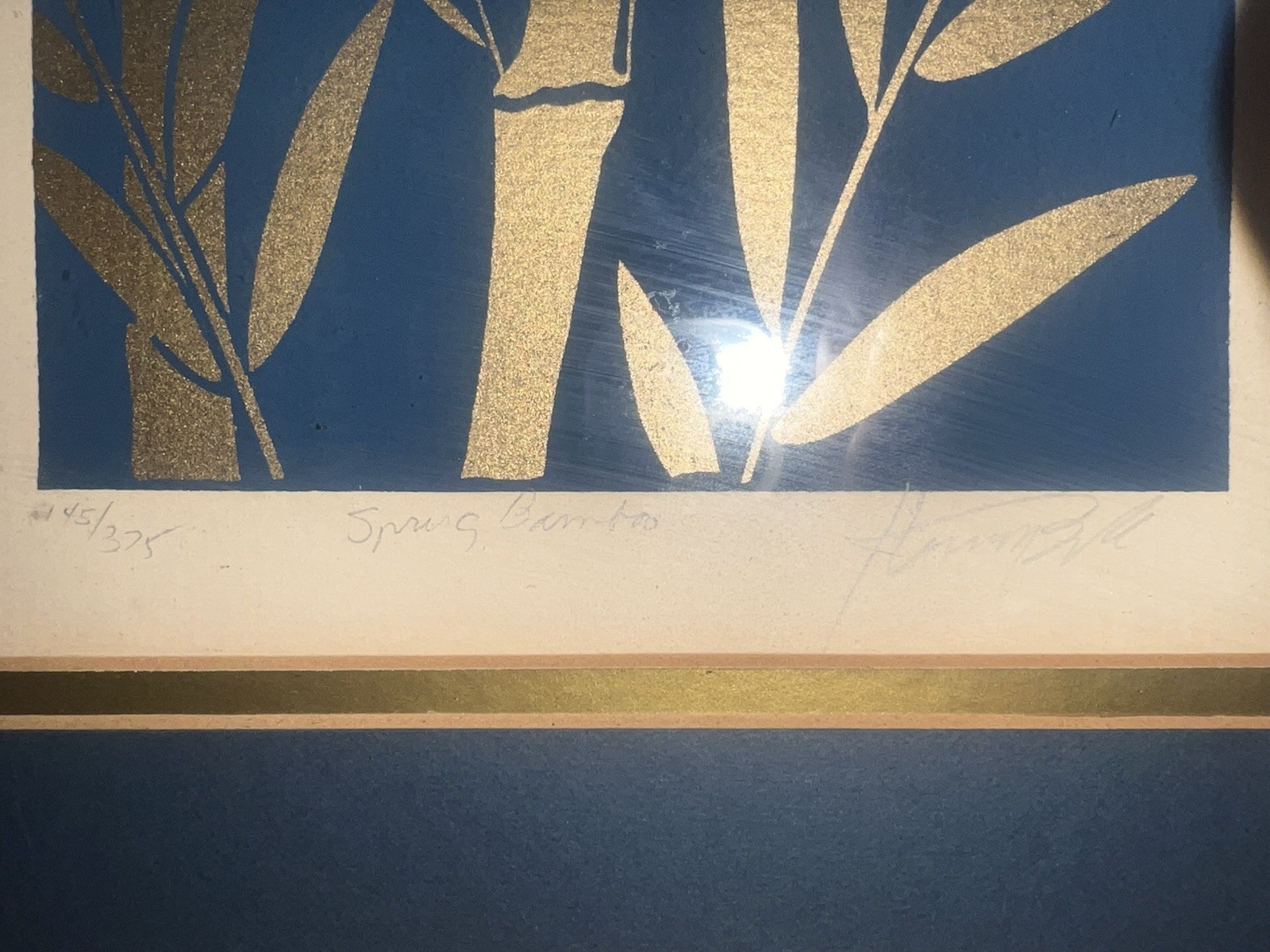 Vintage 70s MCM SPRING BAMBOO signed Art Piece painting 10×24 – 145 of 375 made