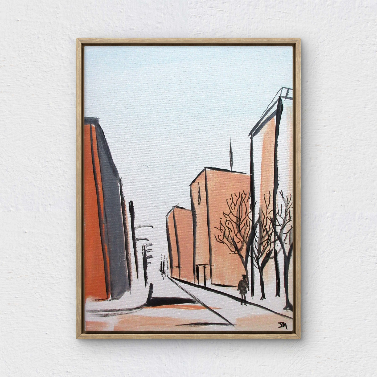RiverRunArt 12×16 Contemporary Urban Sketch Style Original Canvas Art
